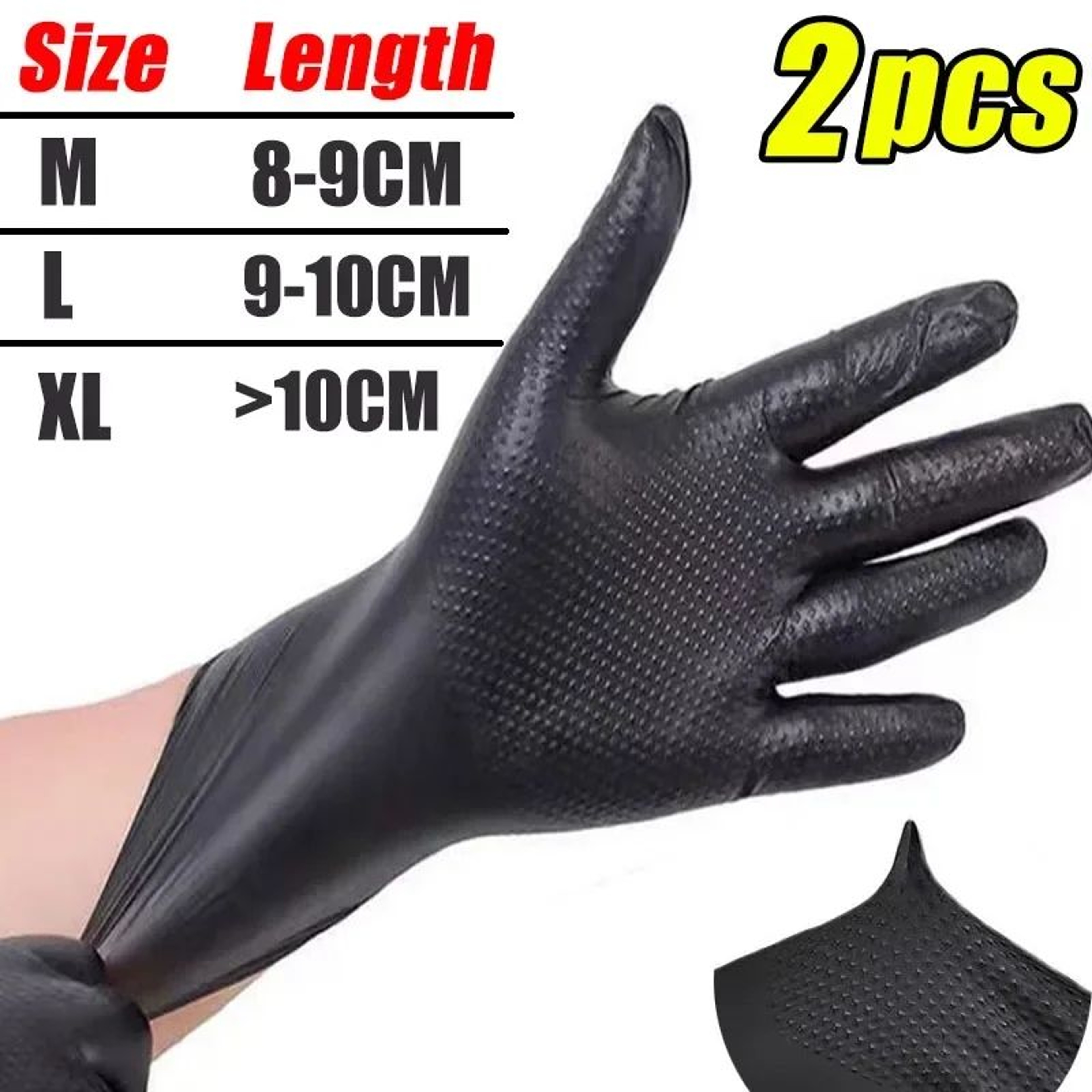 Heavy Duty 8Mil Nitrile Disposable Work Gloves With Textured Grip 6