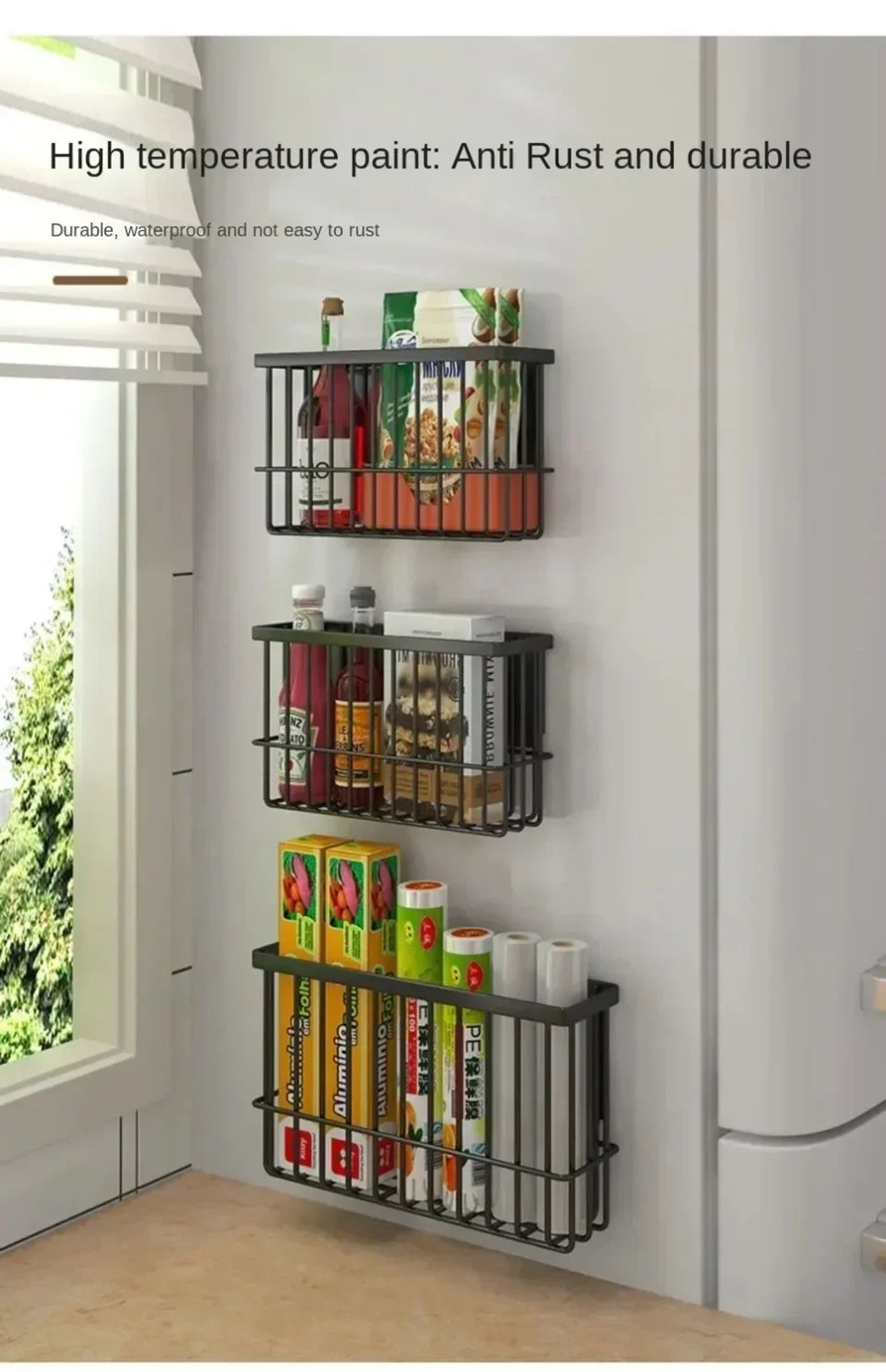 Magnetic Refrigerator Storage Rack Wall Mounted Shelf 6