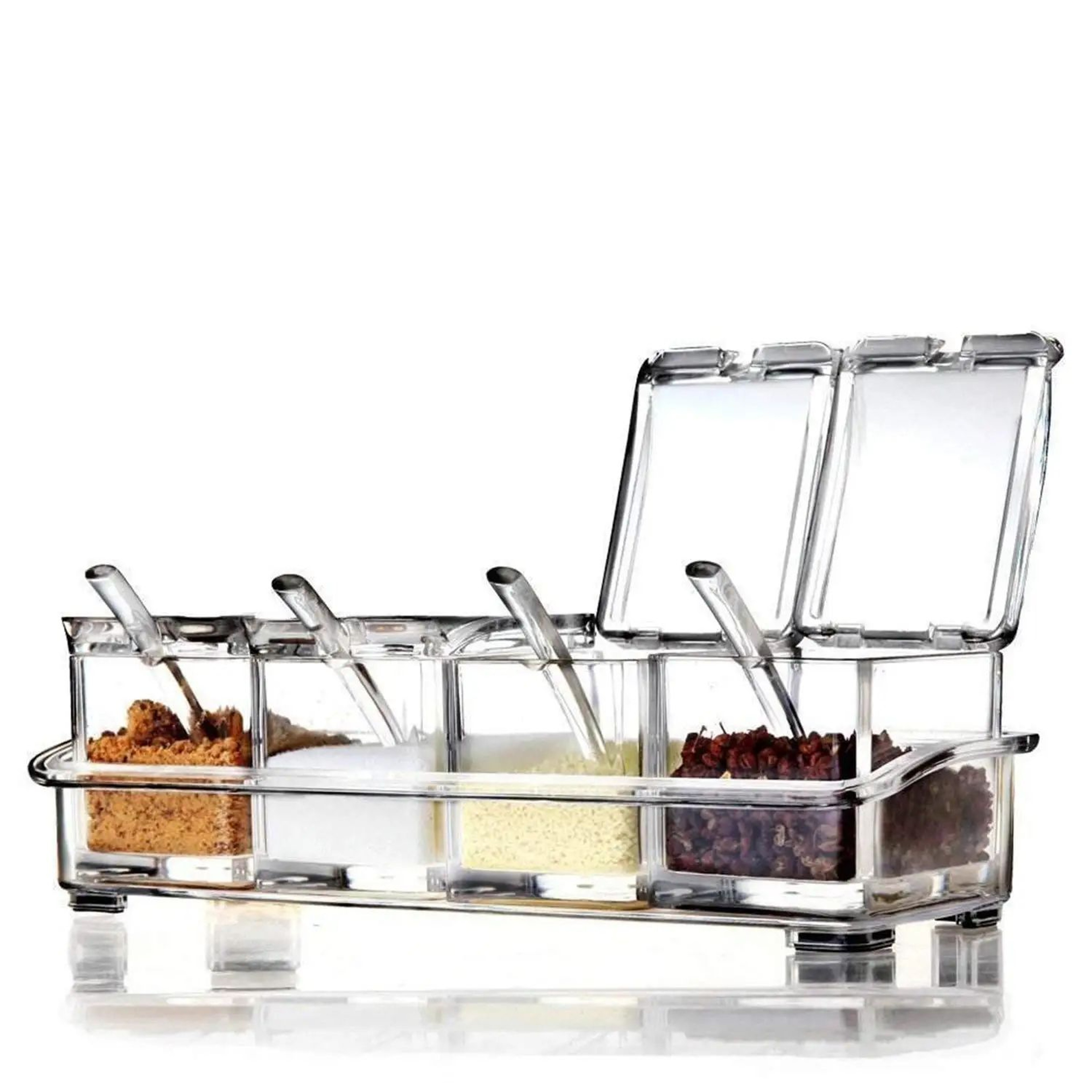 4 Piece Clear Seasoning Box Set With Spoons 6