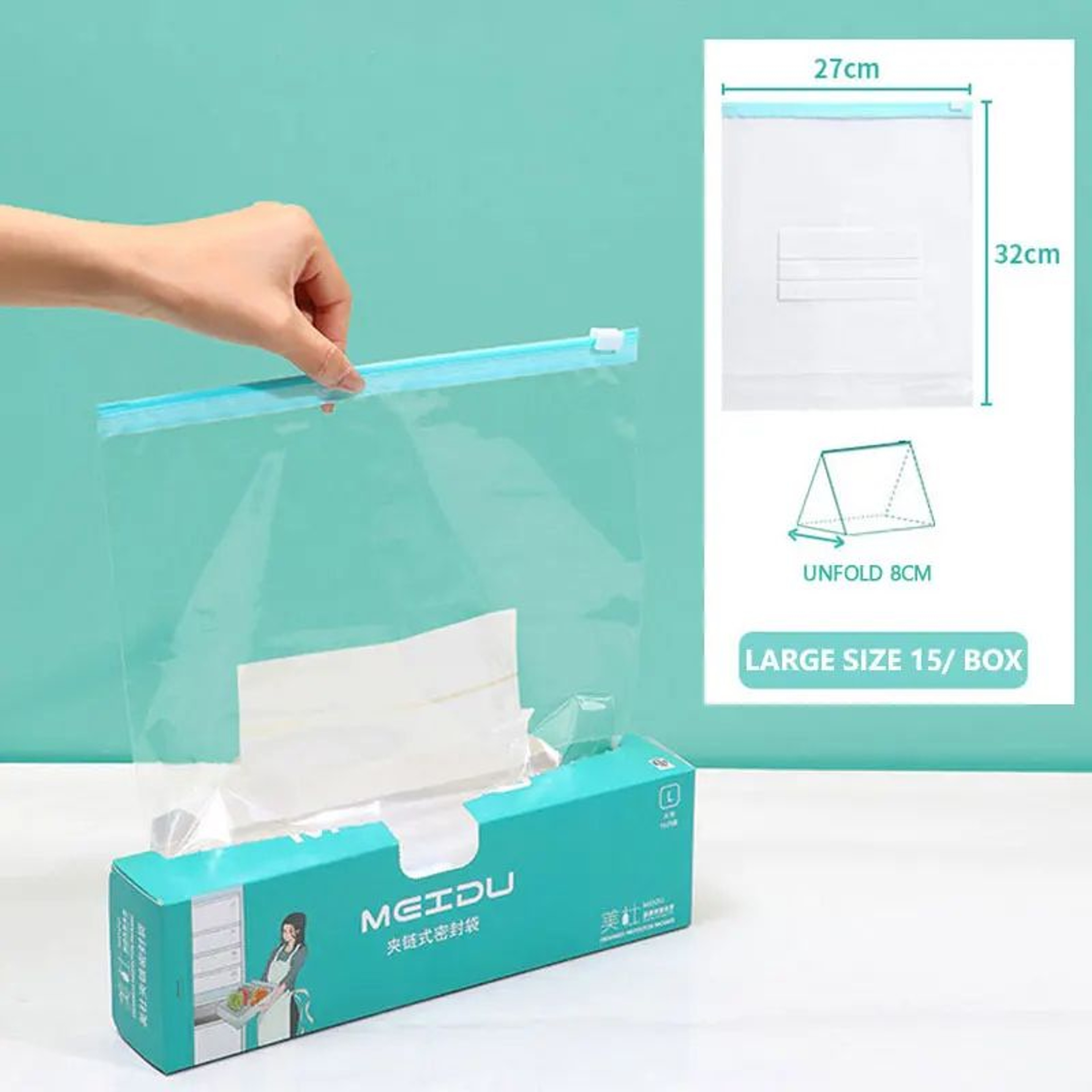 Reusable Food Grade Zip Lock Storage Bags Set 8