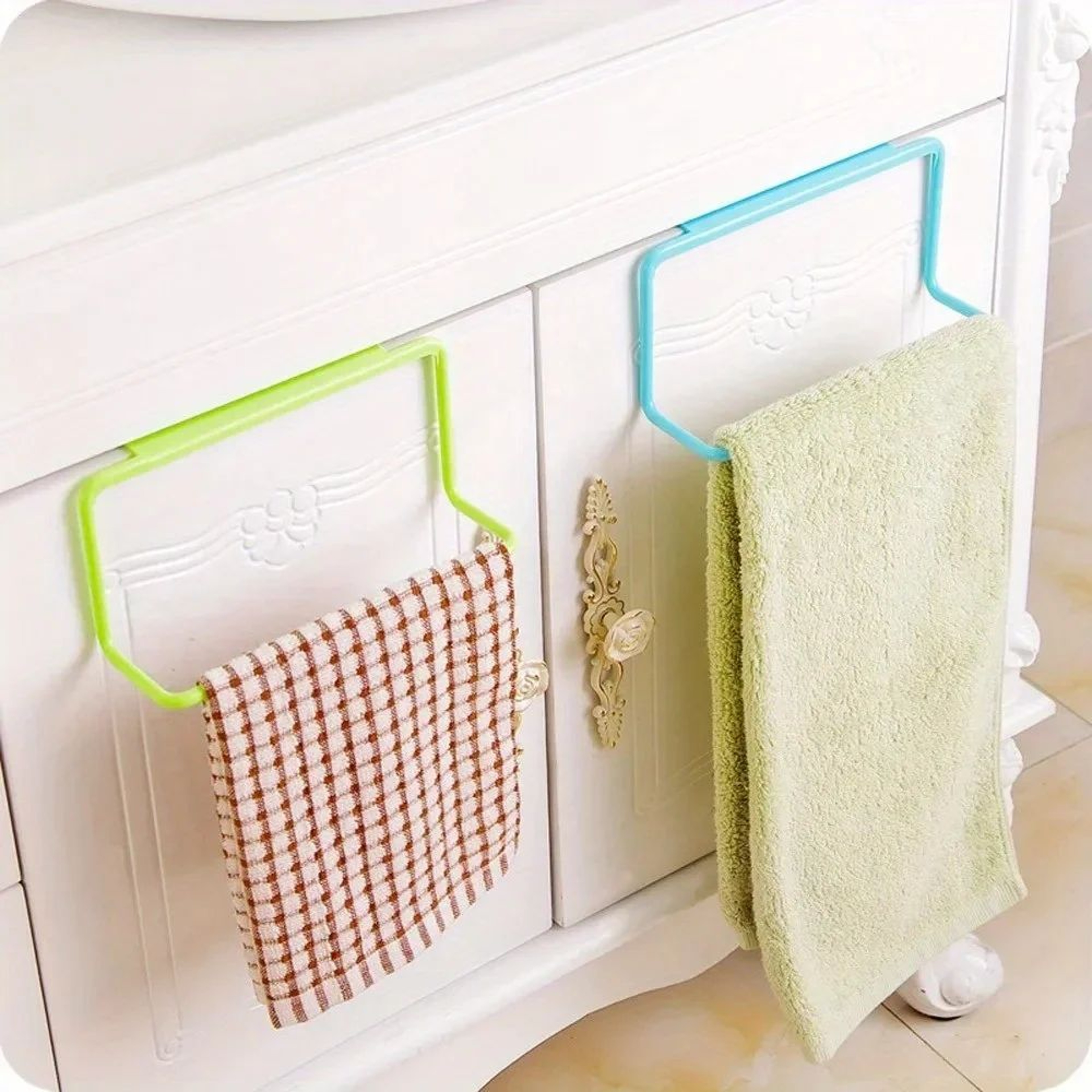 Plastic Over Cabinet Towel Holder Kitchen Organizer 4