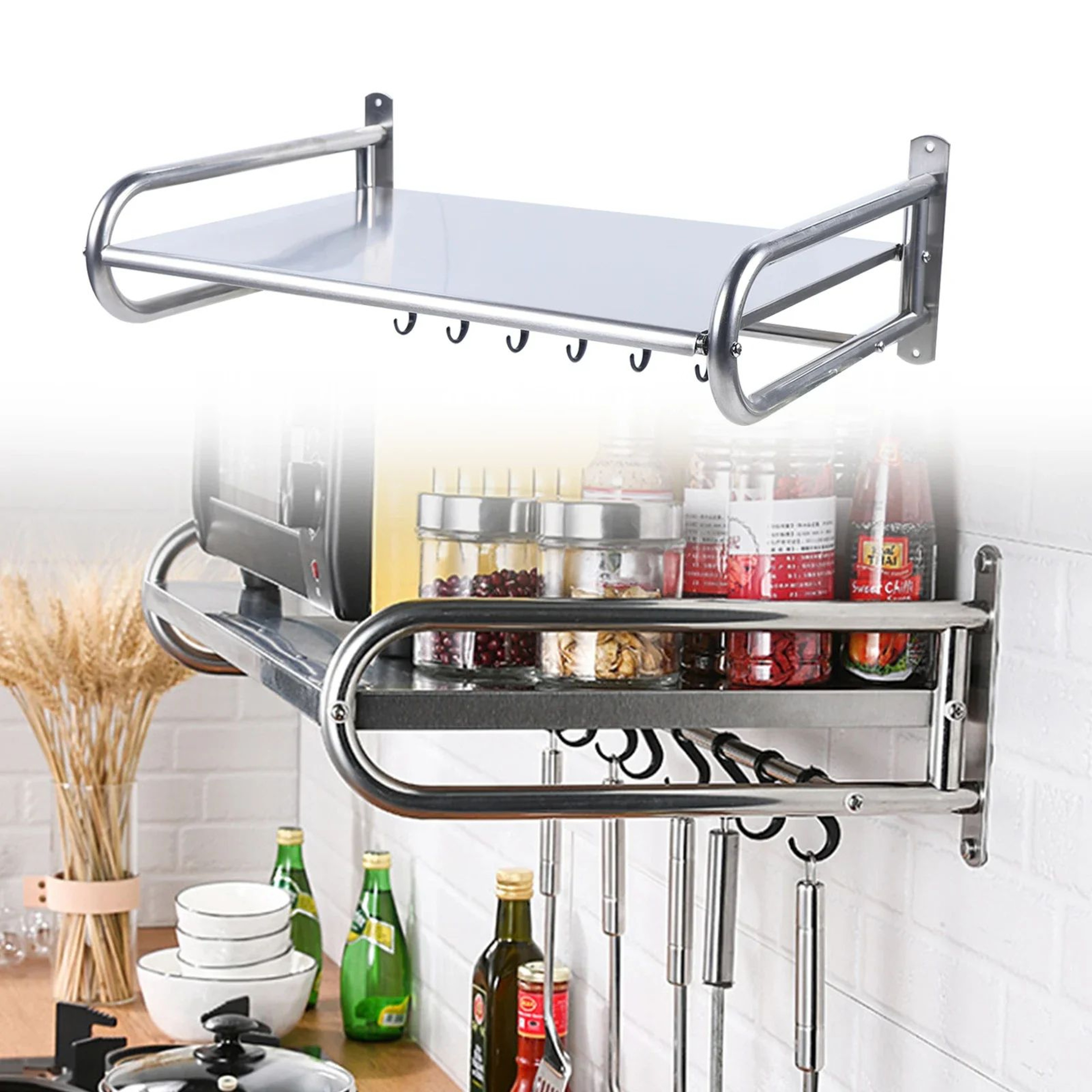 Stainless Steel Wall Mounted Microwave Oven Rack 3