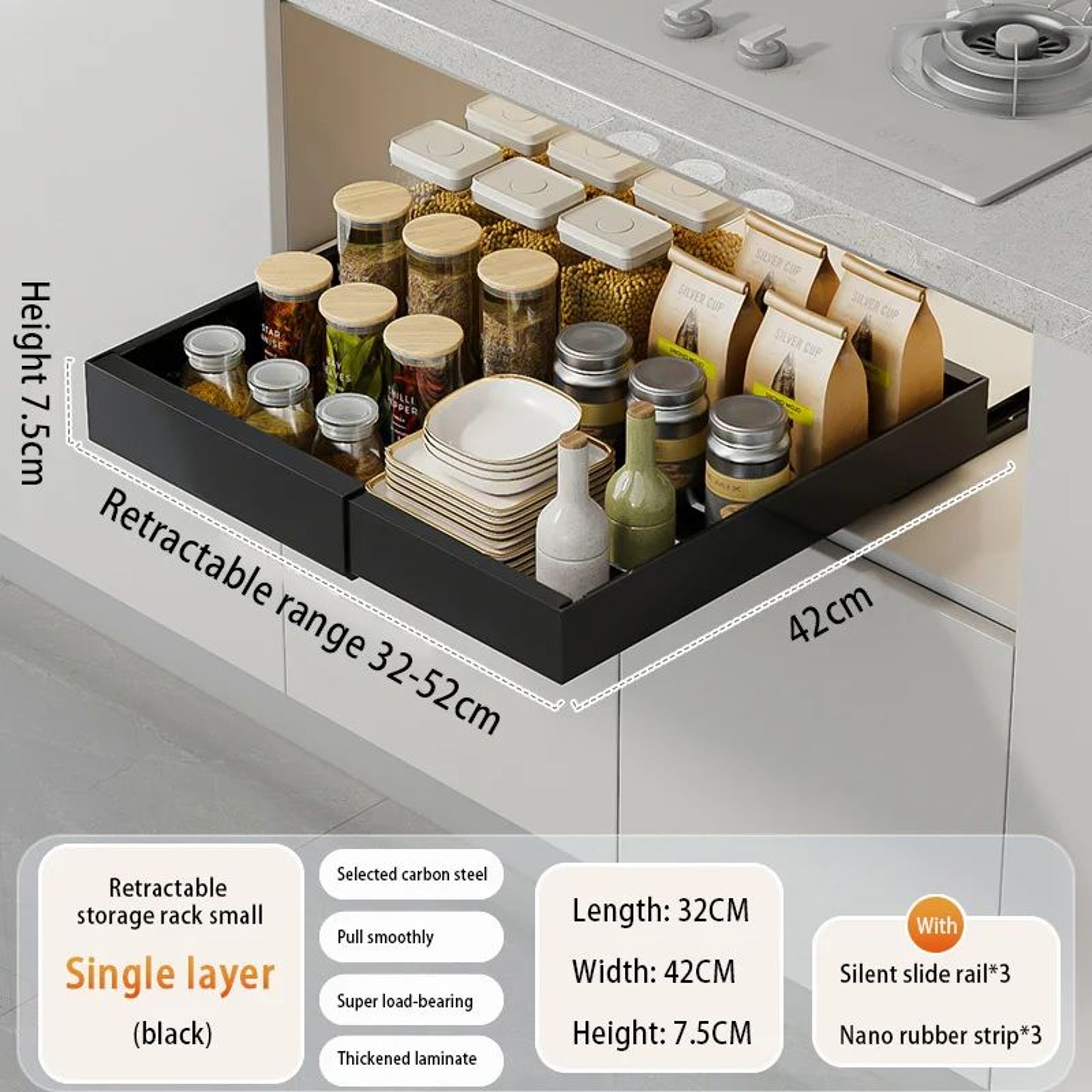 Expandable Pull Out Cabinet Organizer With Sliding Drawer 7