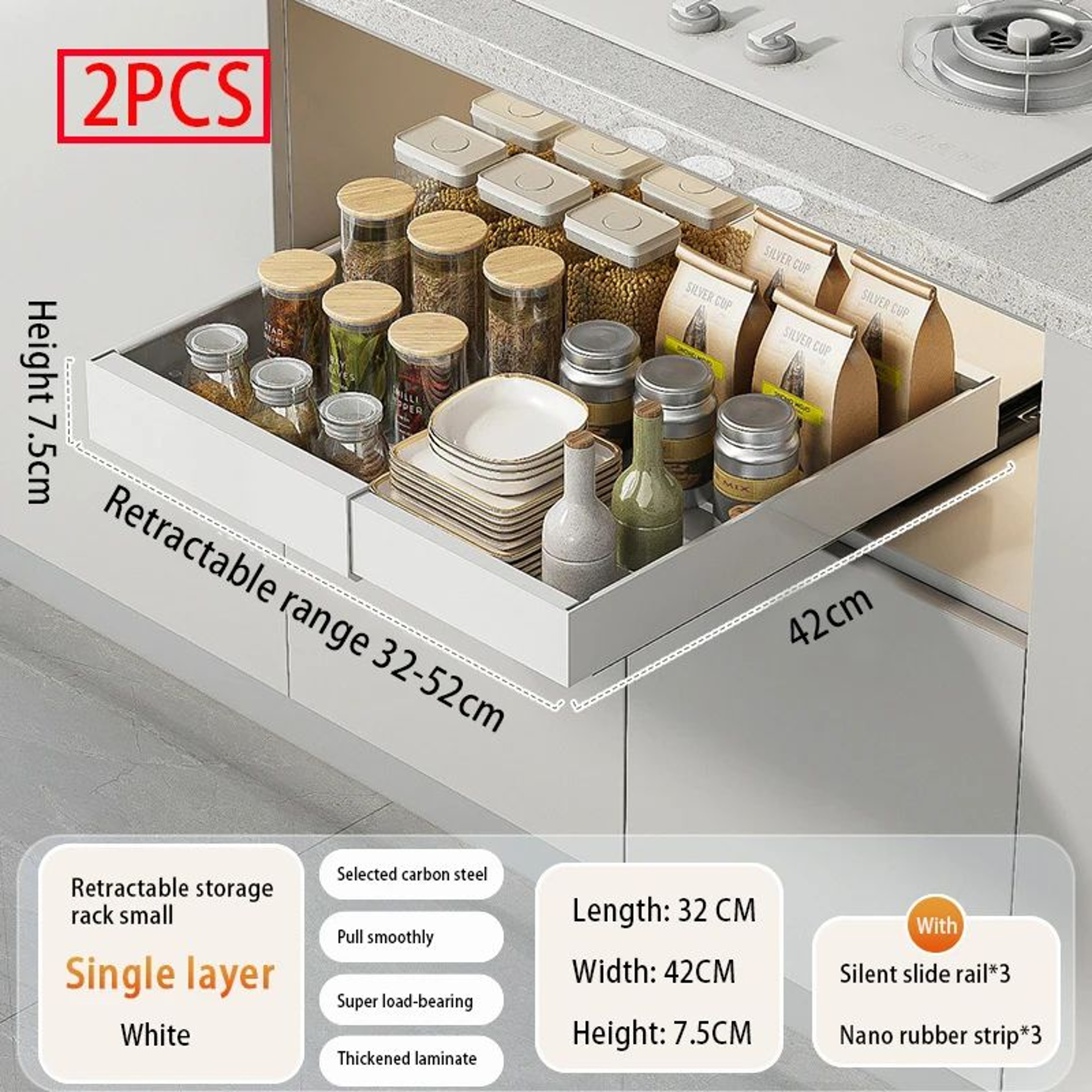 Expandable Pull Out Cabinet Organizer With Sliding Drawer 17