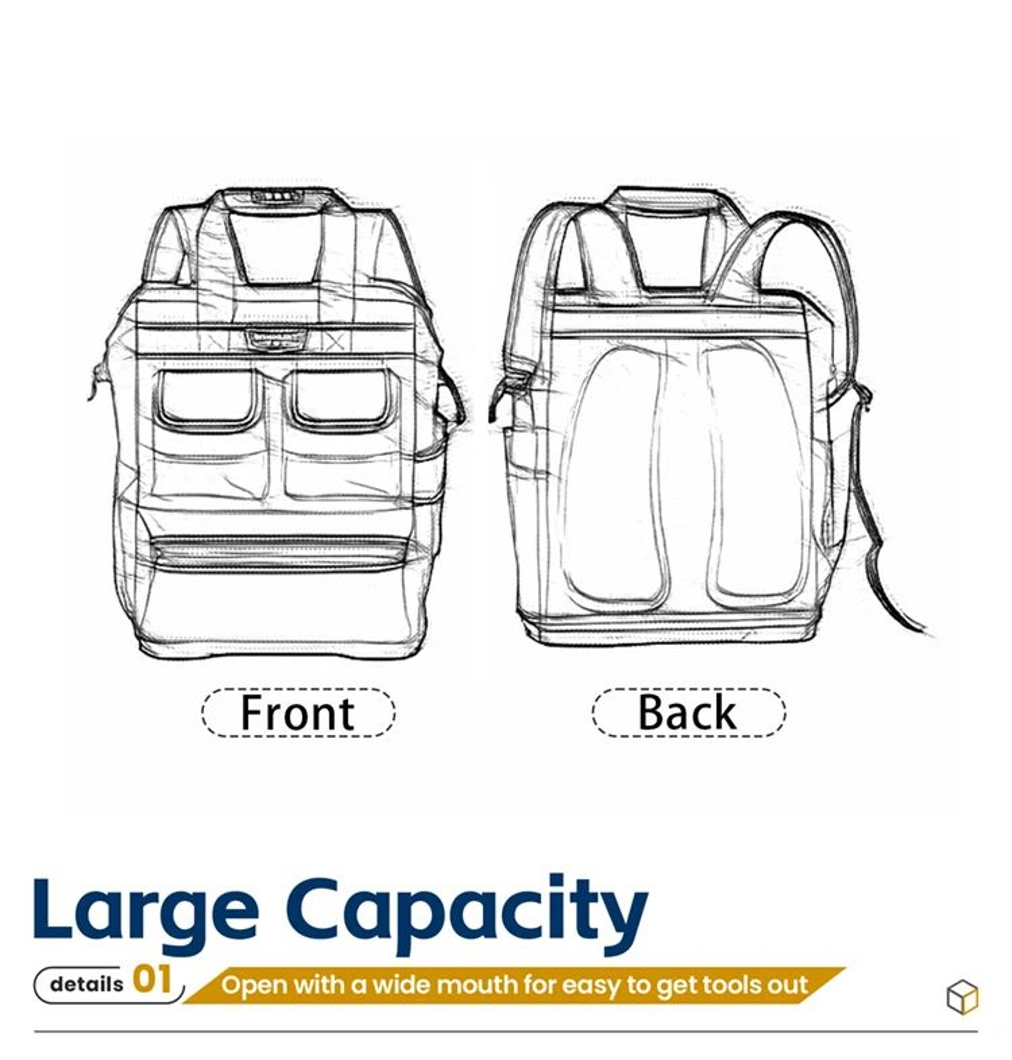 Heavy Duty Multifunction Tool Backpack With Rubber Base 7