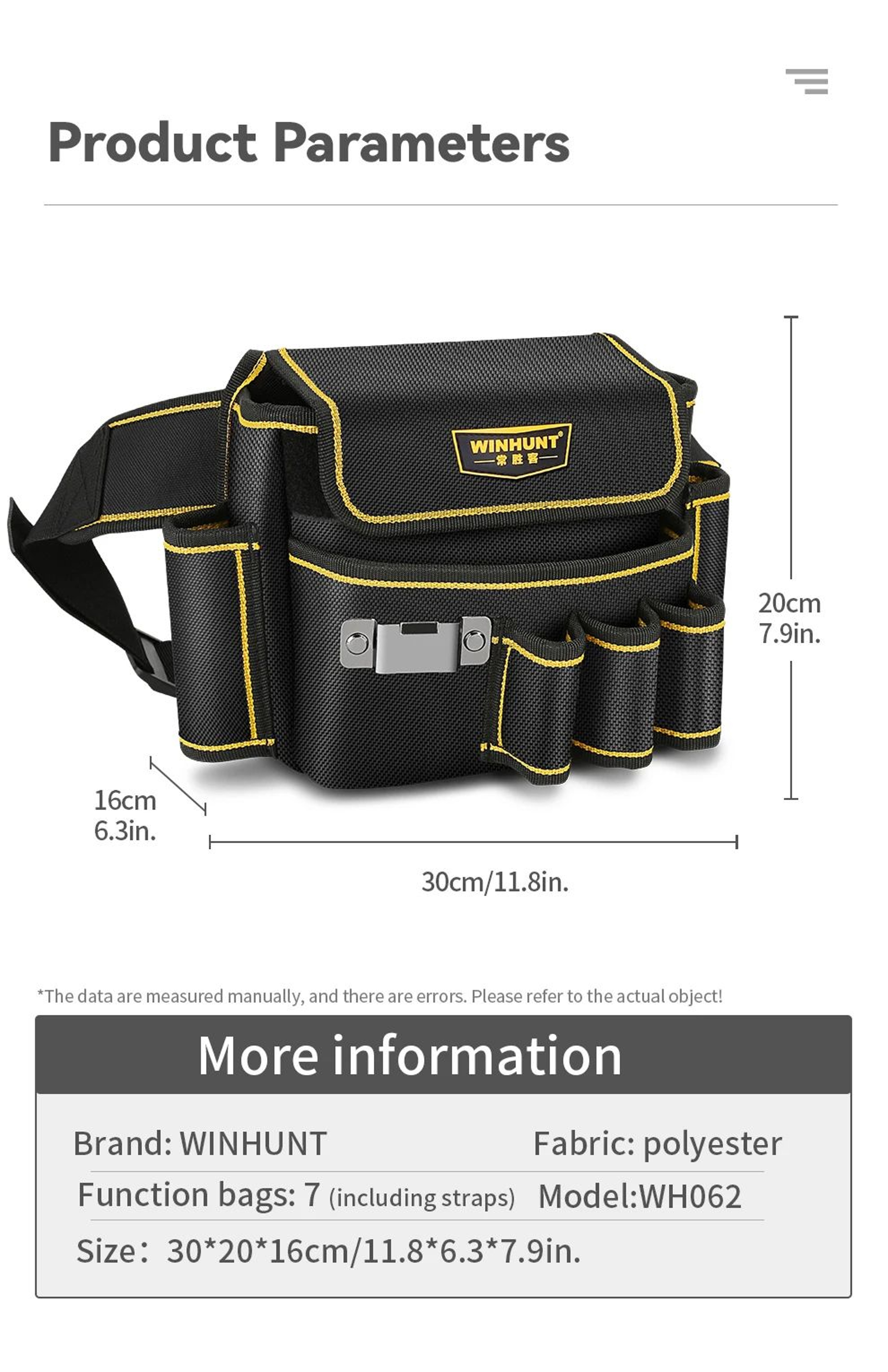 Heavy Duty Multi Pocket Tool Pouch With Adjustable Belt 7
