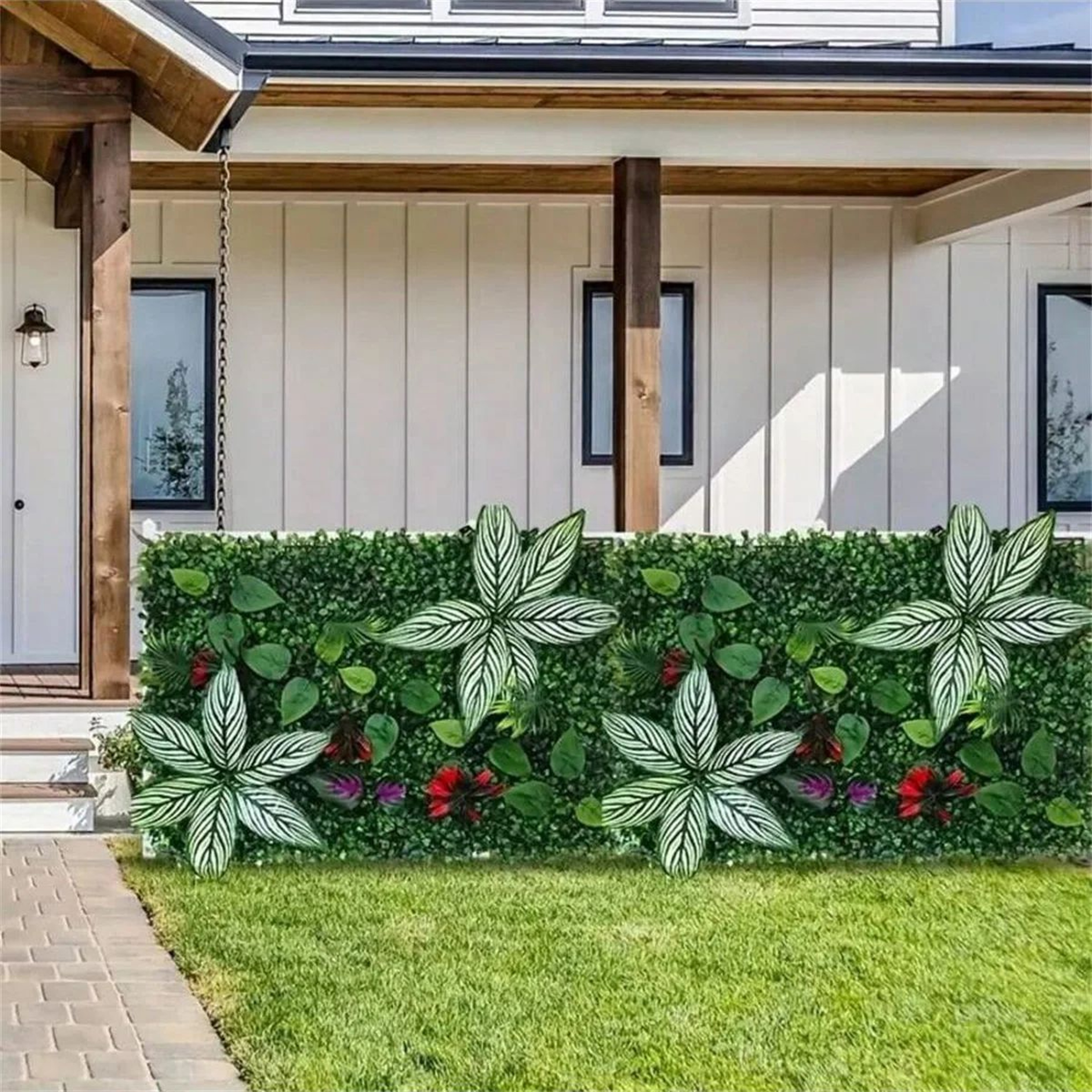 Artificial Green Wall Panel Faux Jungle Grass Mat For Indoor And Outdoor Decor 2