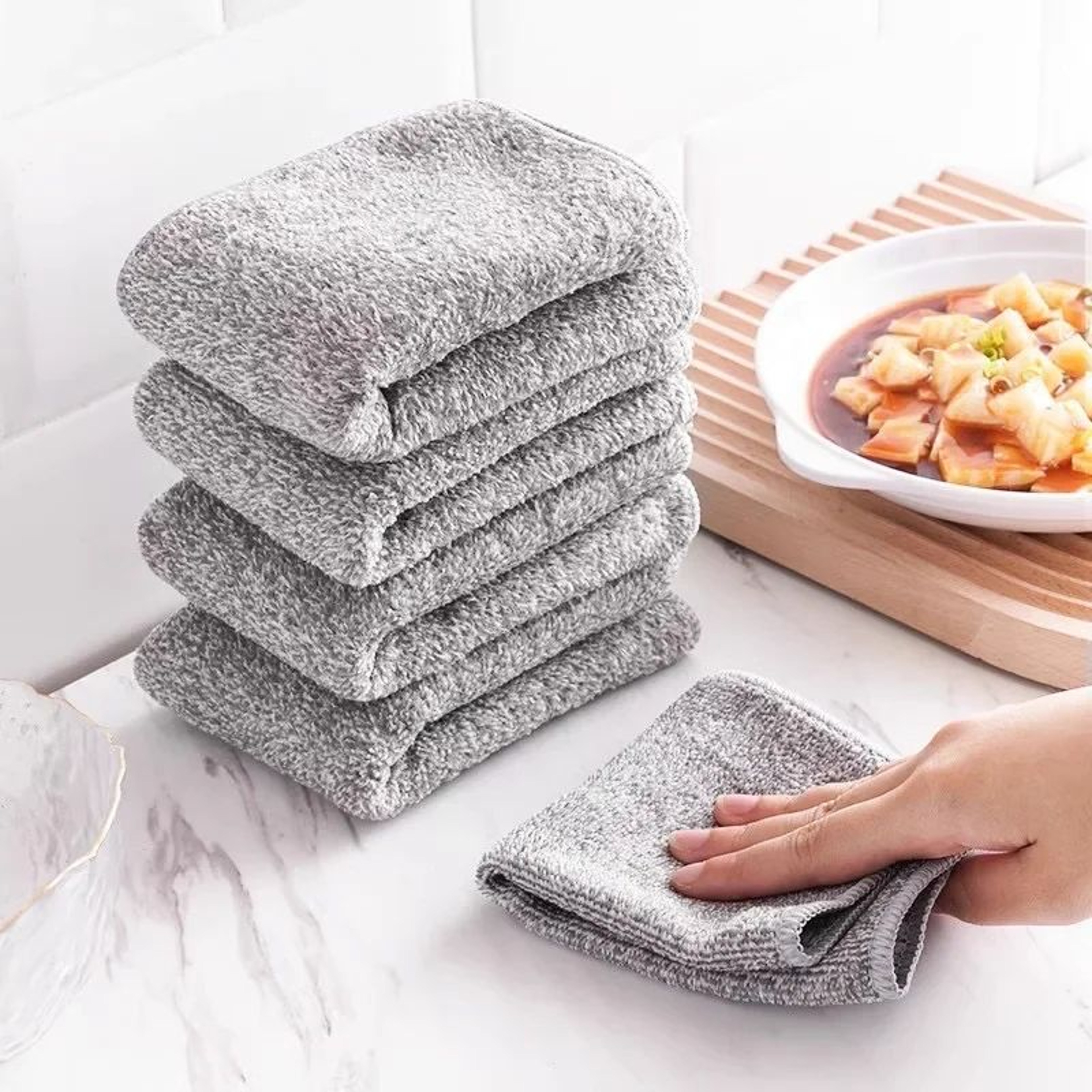 Bamboo Charcoal Microfiber Kitchen Cleaning Cloth 8