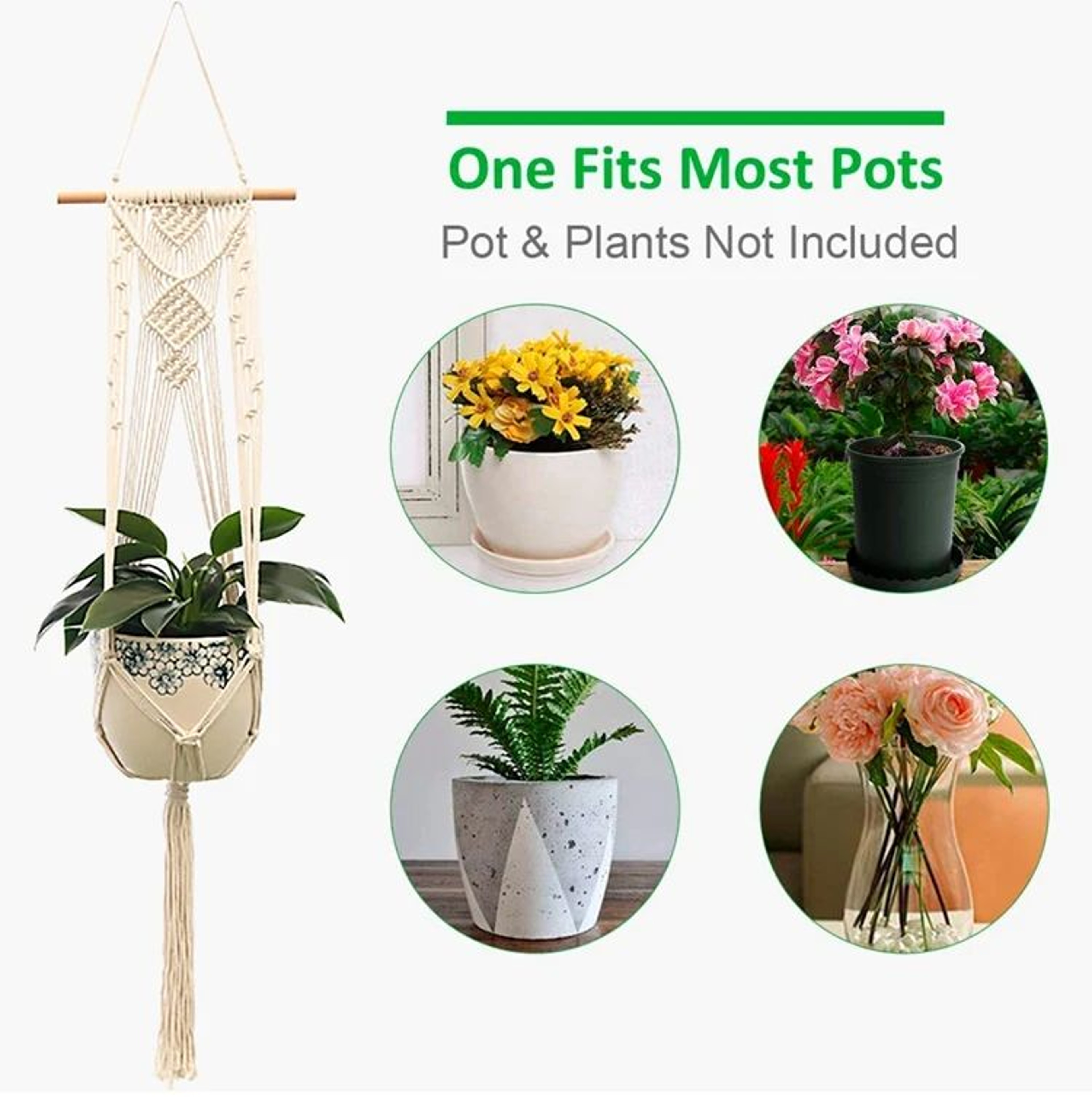 Artificial Hanging Plant With Macrame Basket And Hook 6
