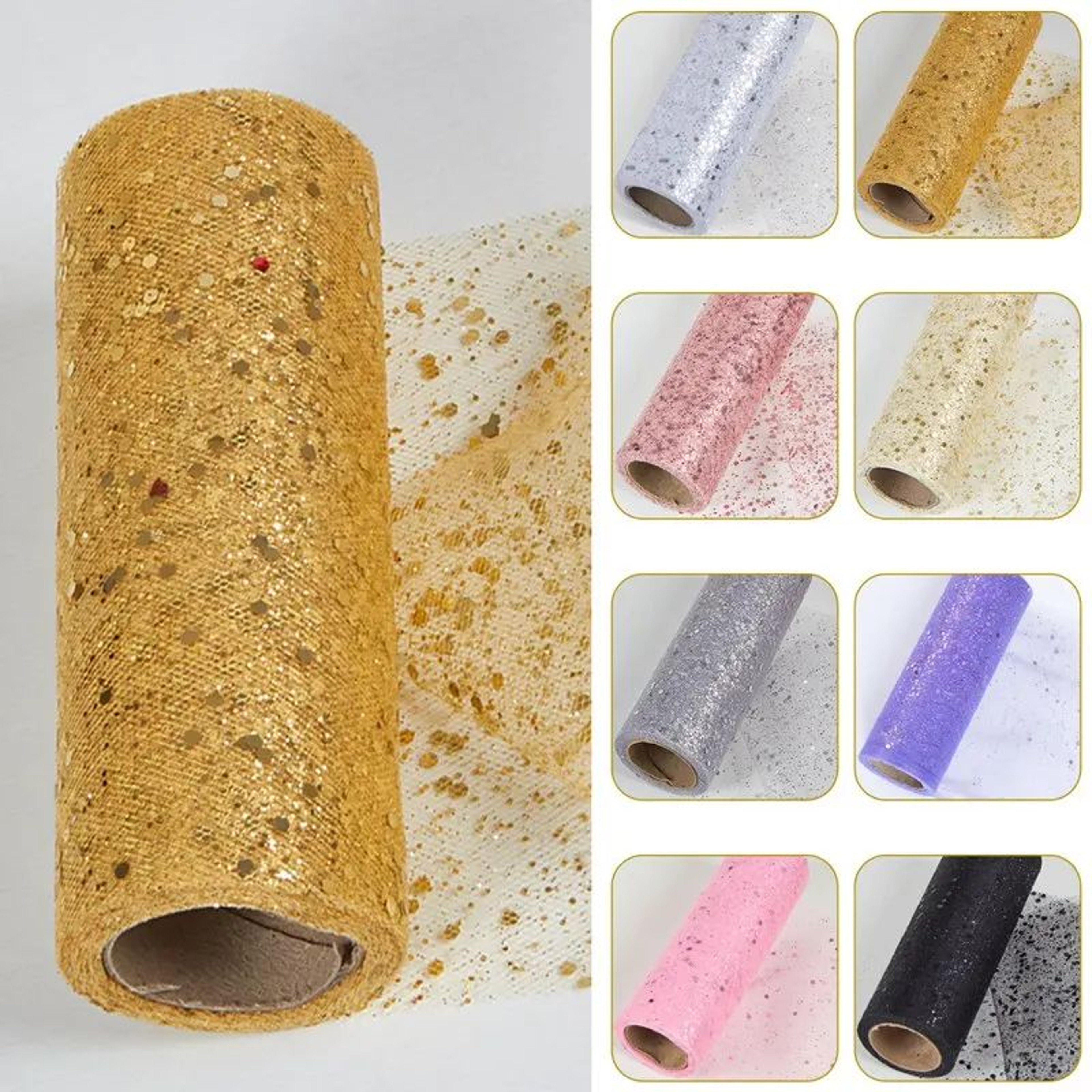 Laser Sequin Organza Tulle Roll For Wedding And Party Decor 0