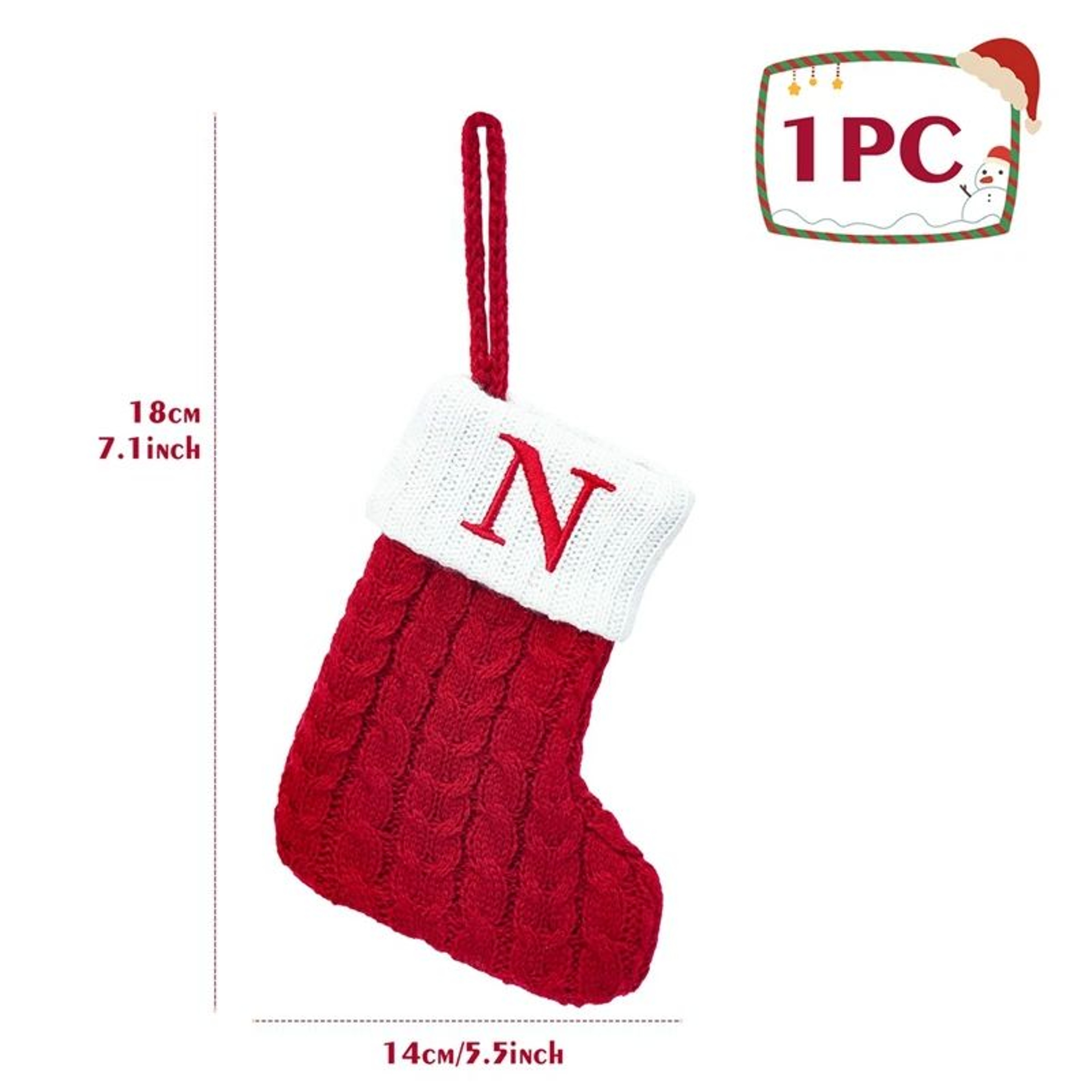 Personalized Christmas Knit Stocking With Snowflake Design 16