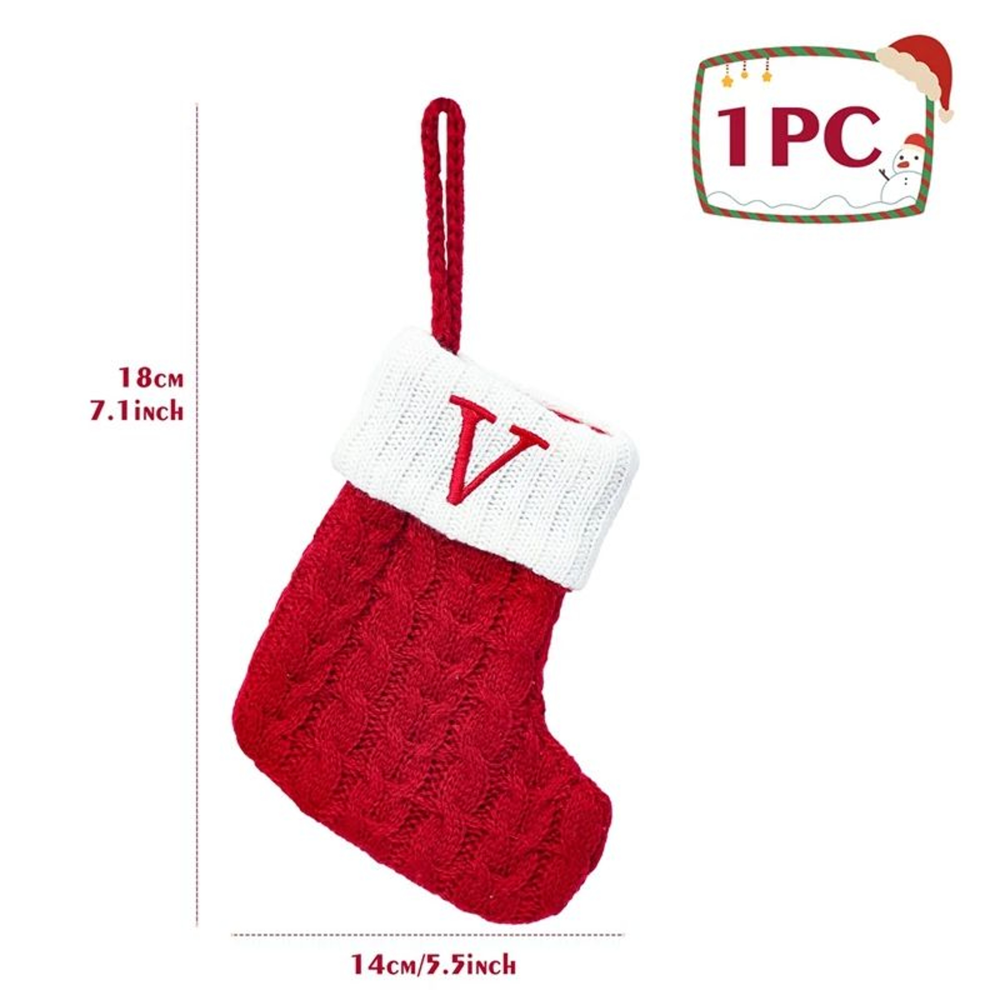 Personalized Christmas Knit Stocking With Snowflake Design 24
