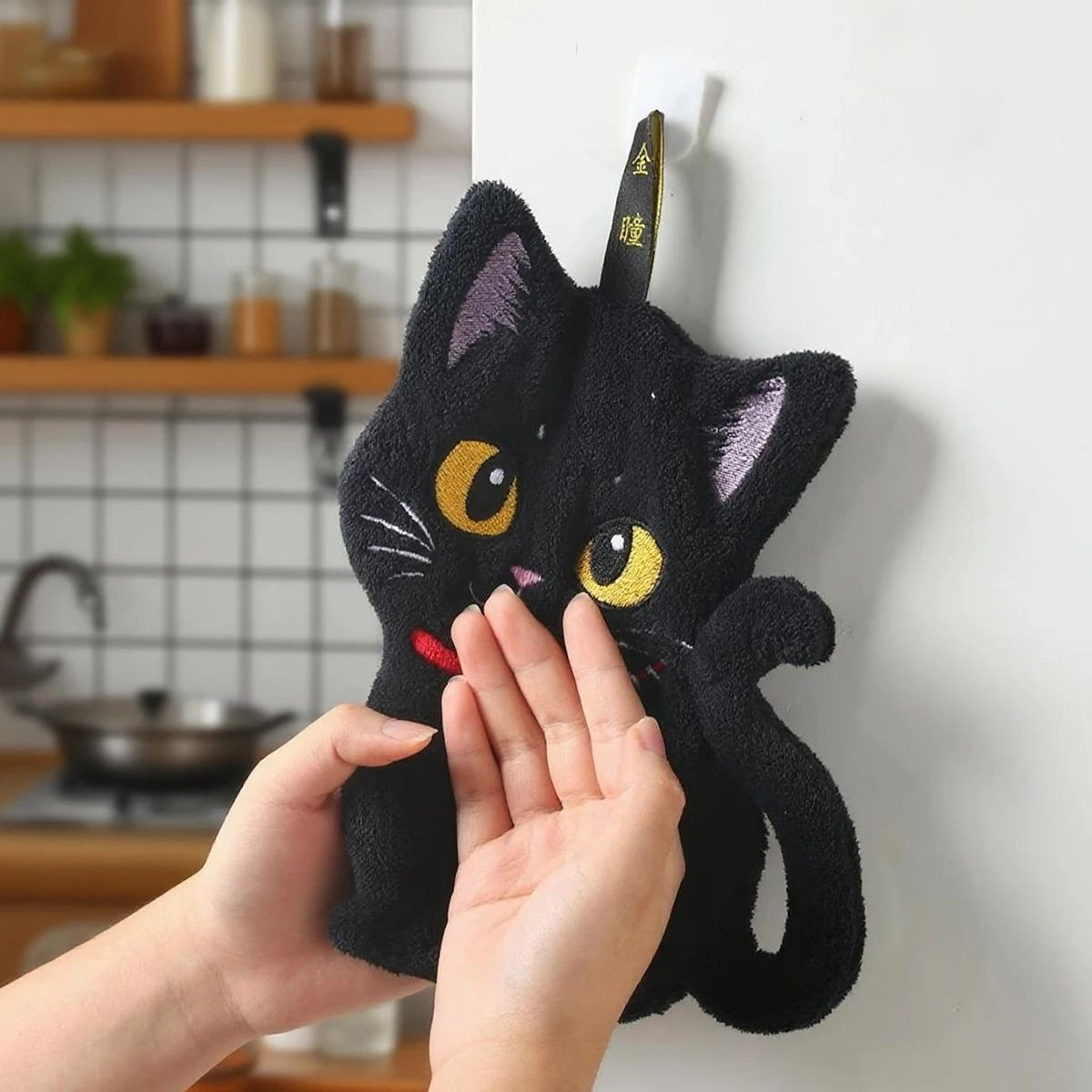 Black Cat Hand Towels Set For Kitchen And Bathroom 3