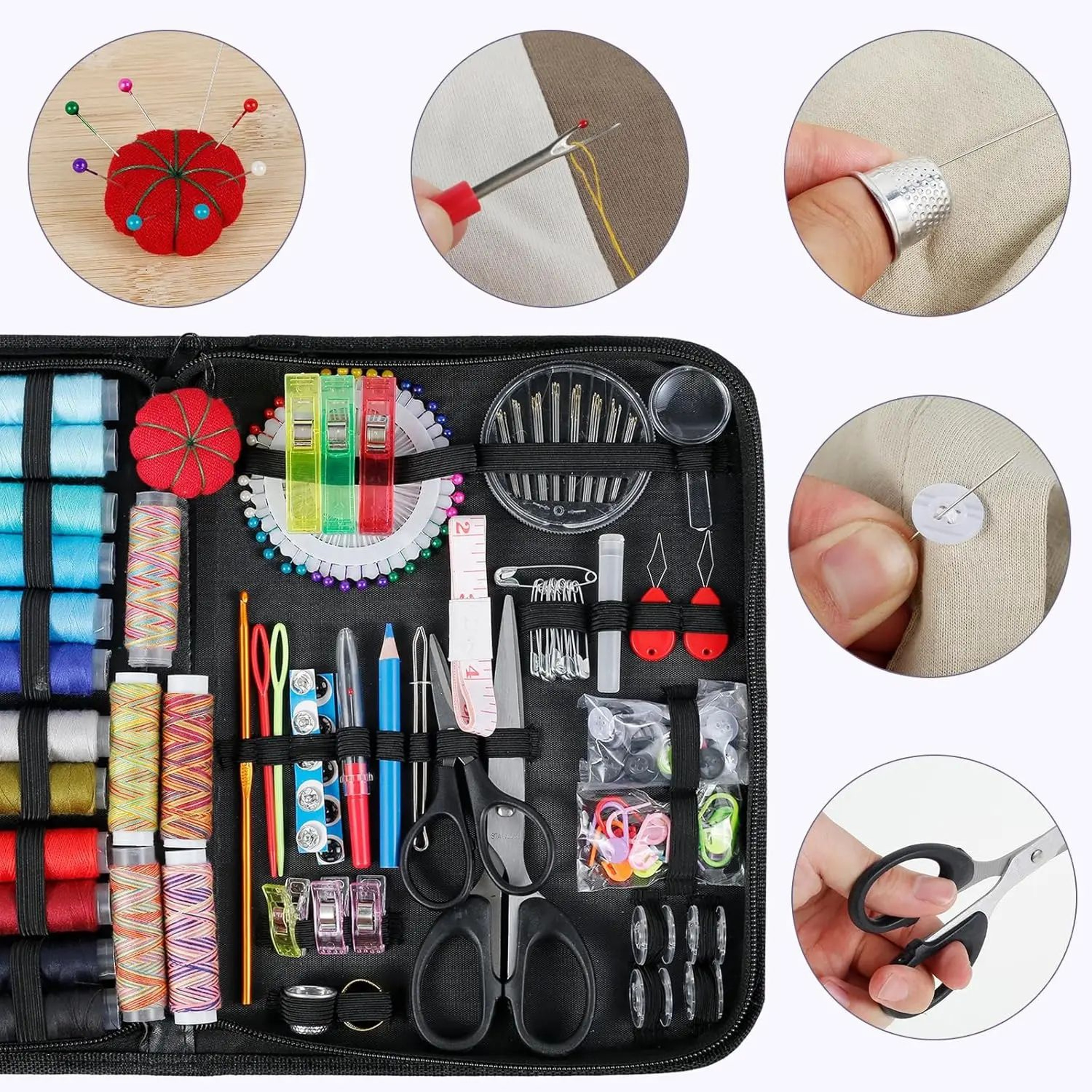 Portable Sewing Kit With Threads And Repair Tools 8