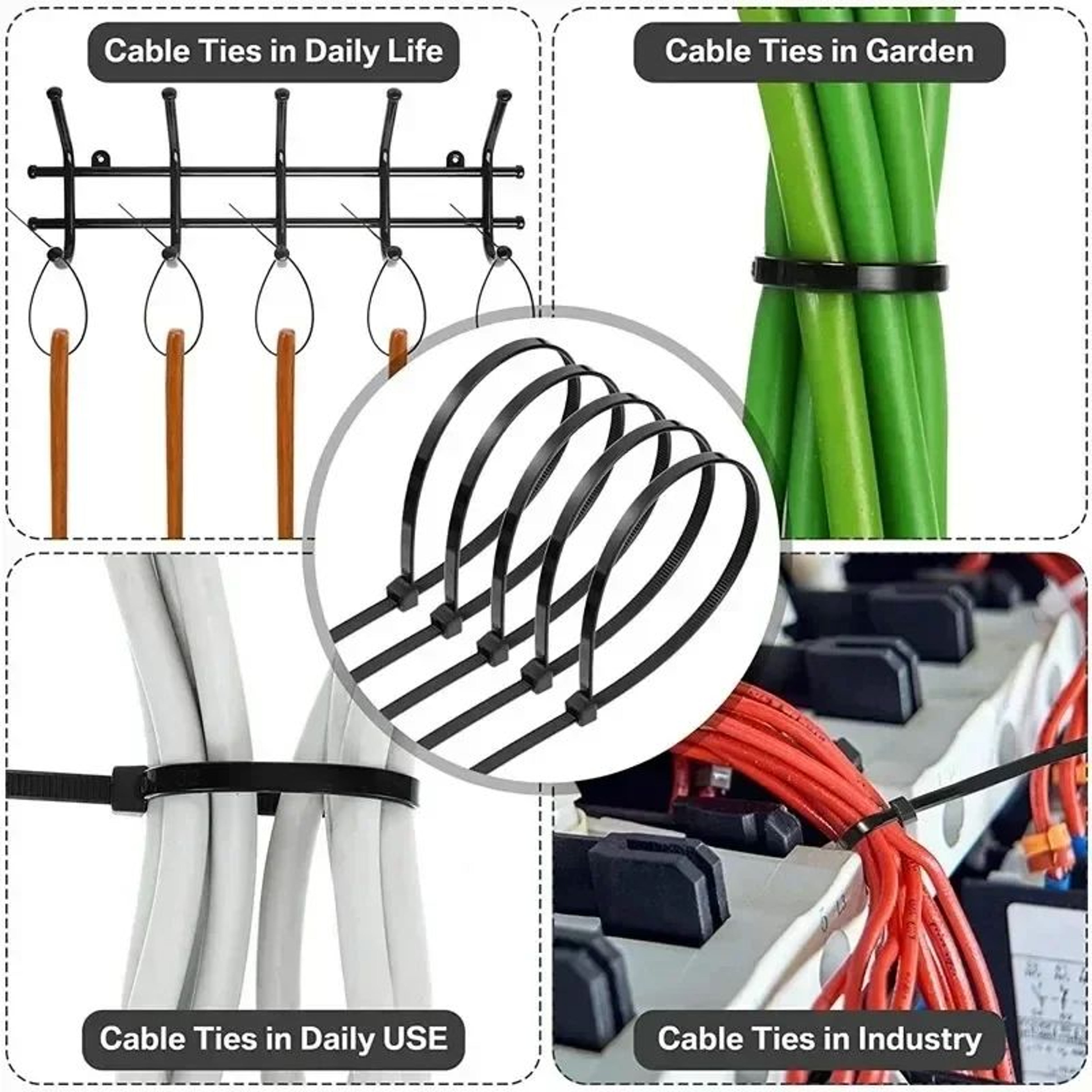 Self Locking Nylon Cable Zip Ties For Wire Organization 16