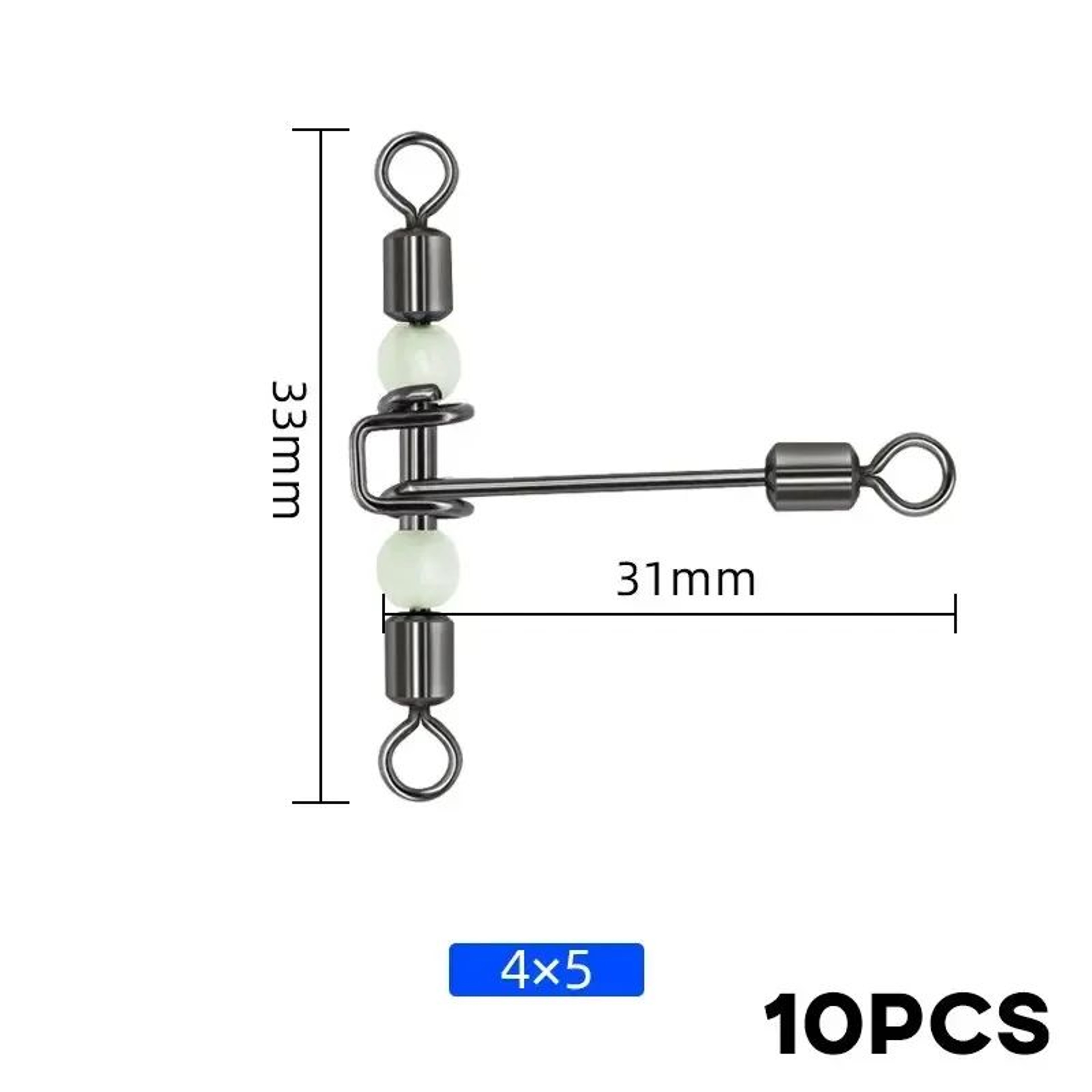 Luminous 3 Way Rolling Fishing Swivels 10 Pack 9