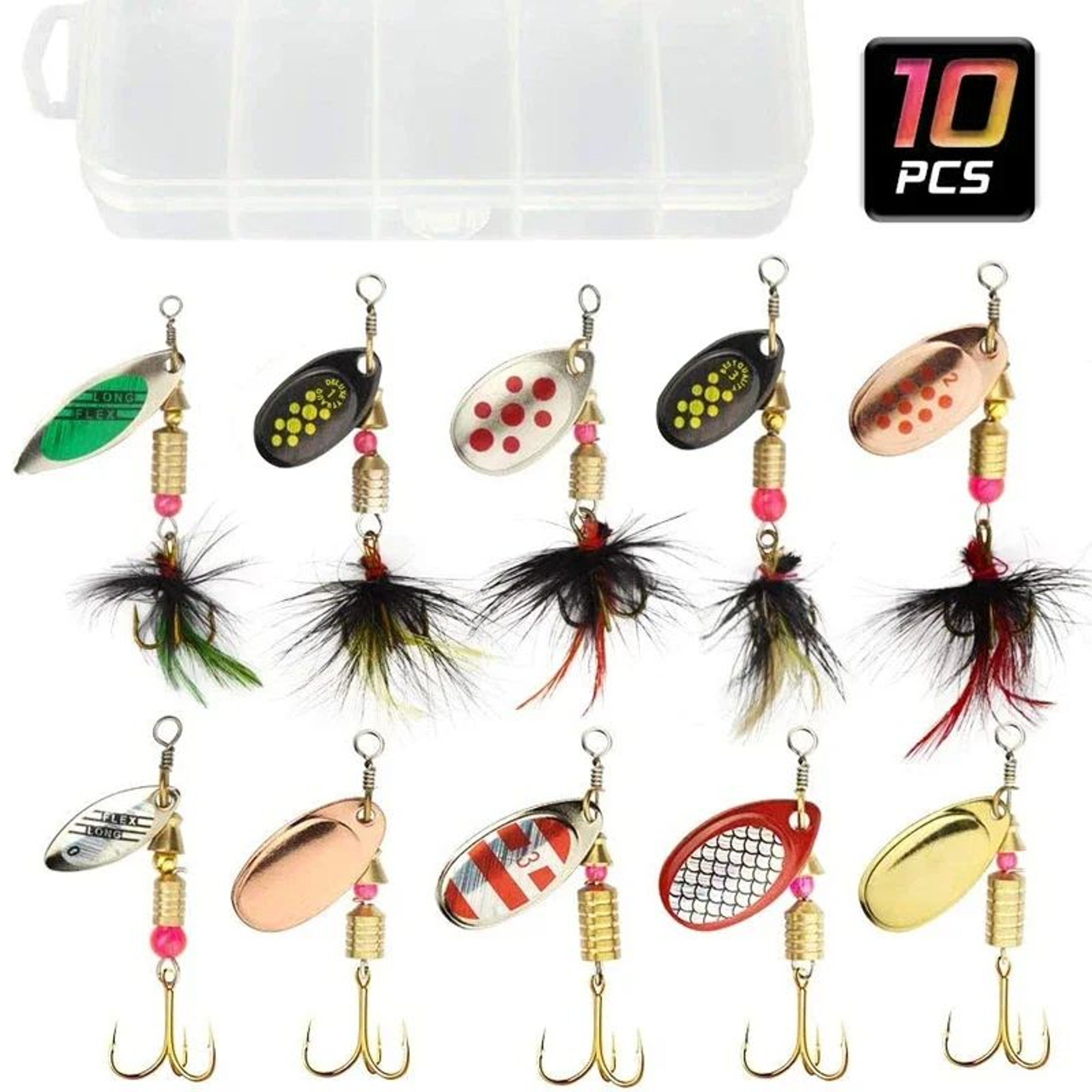 10 Piece Metal Spoon Spinner Fishing Lure Set 0