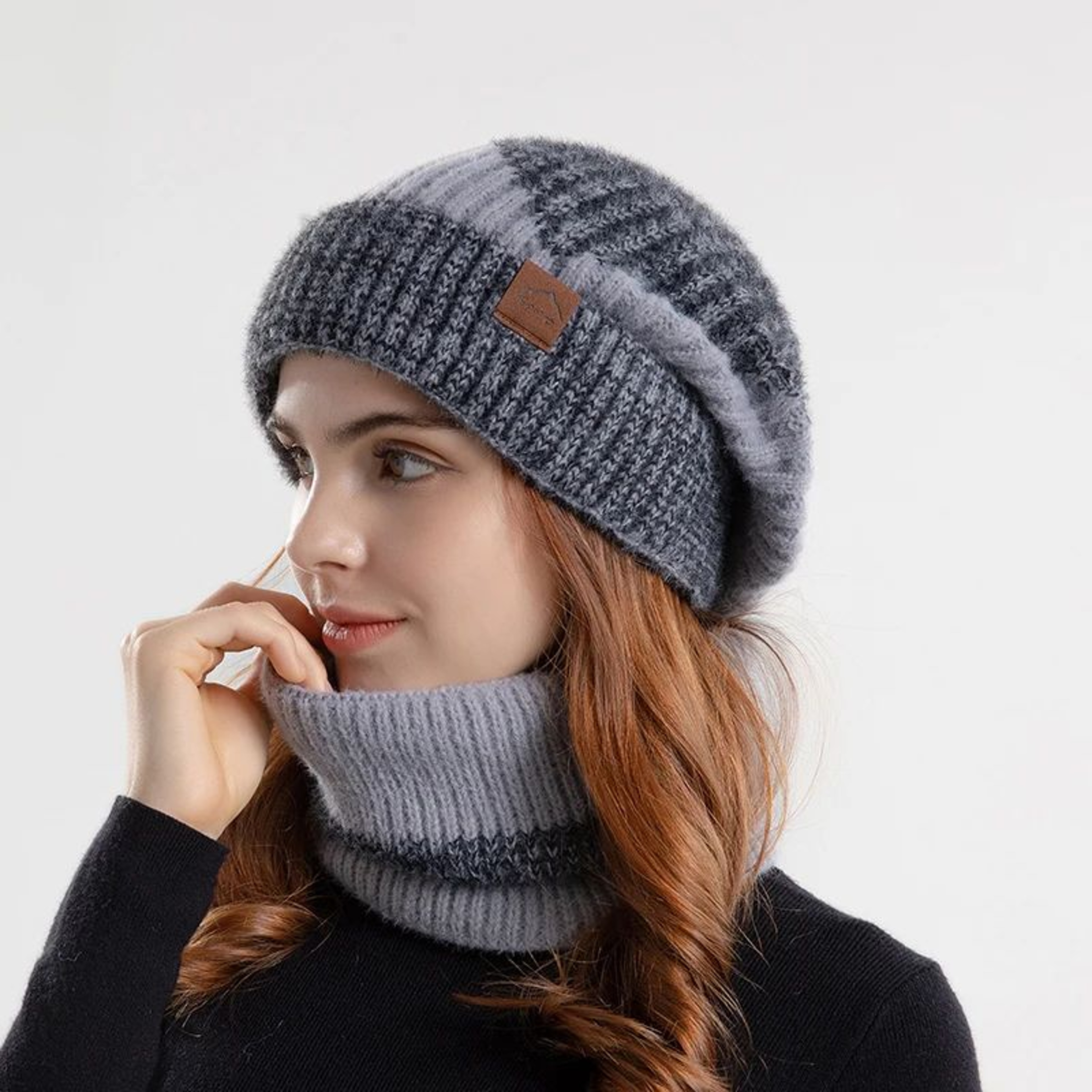 Winter Knitted Beanie And Scarf Set 11