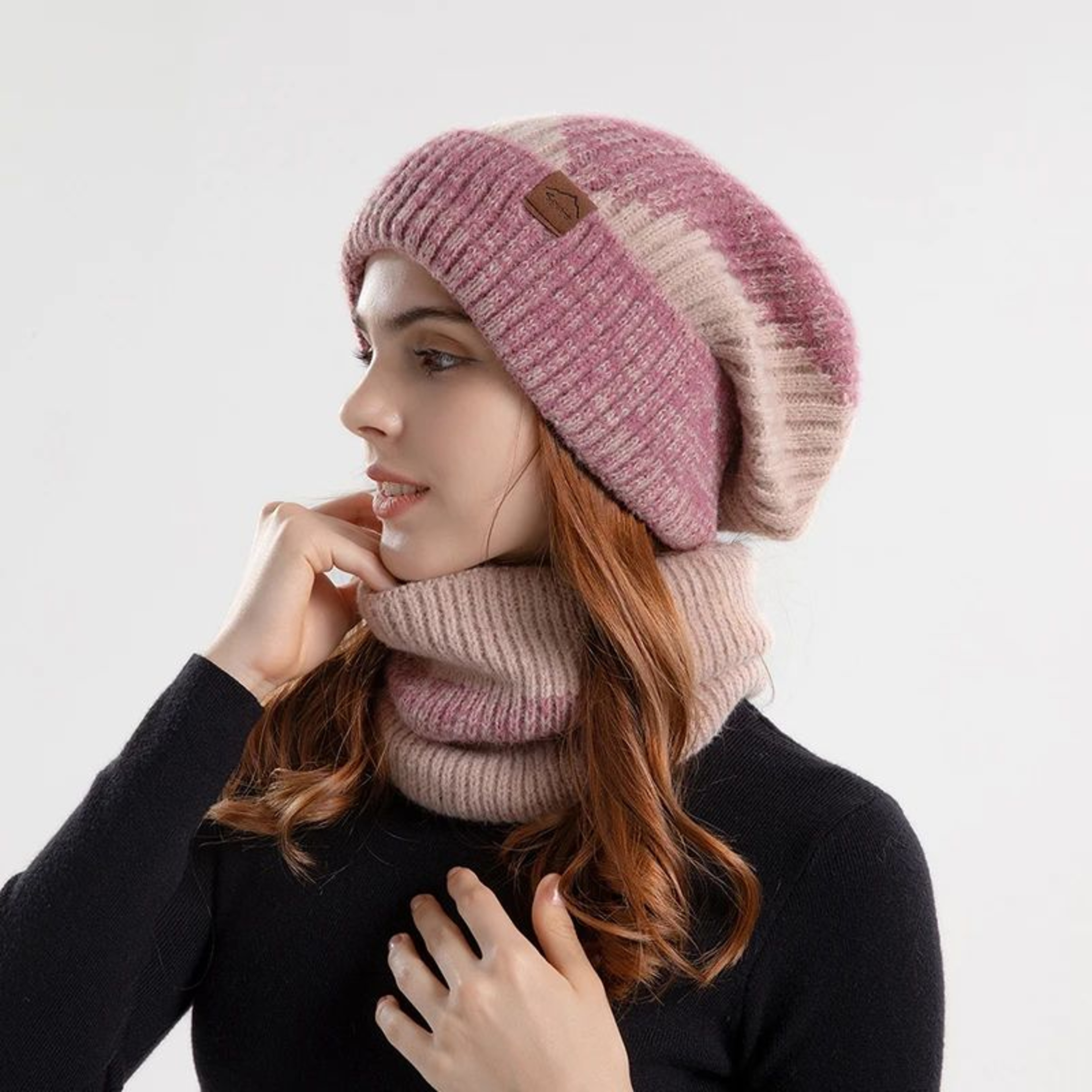 Winter Knitted Beanie And Scarf Set 12