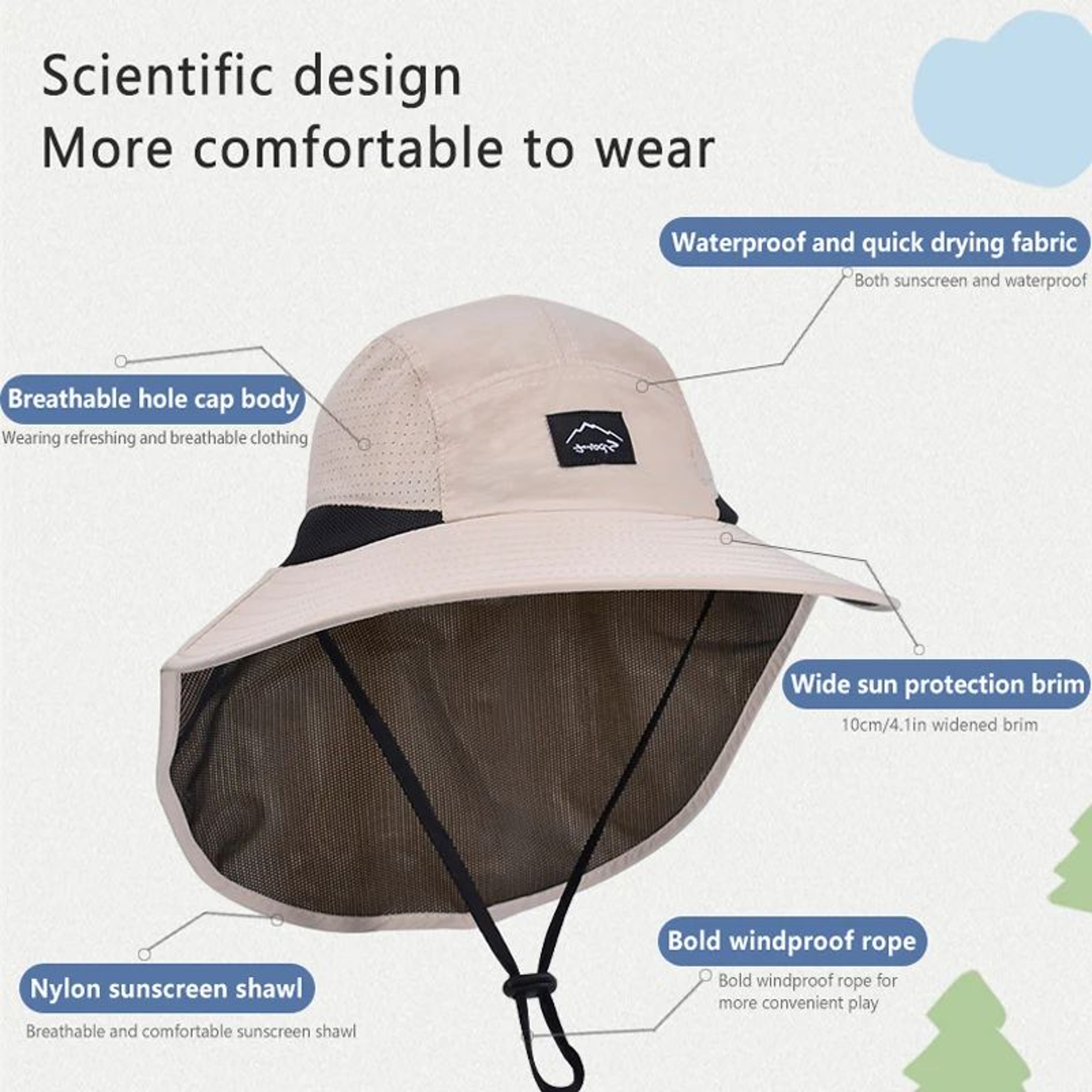 Wide Brim Sun Hat With Neck Flap 6