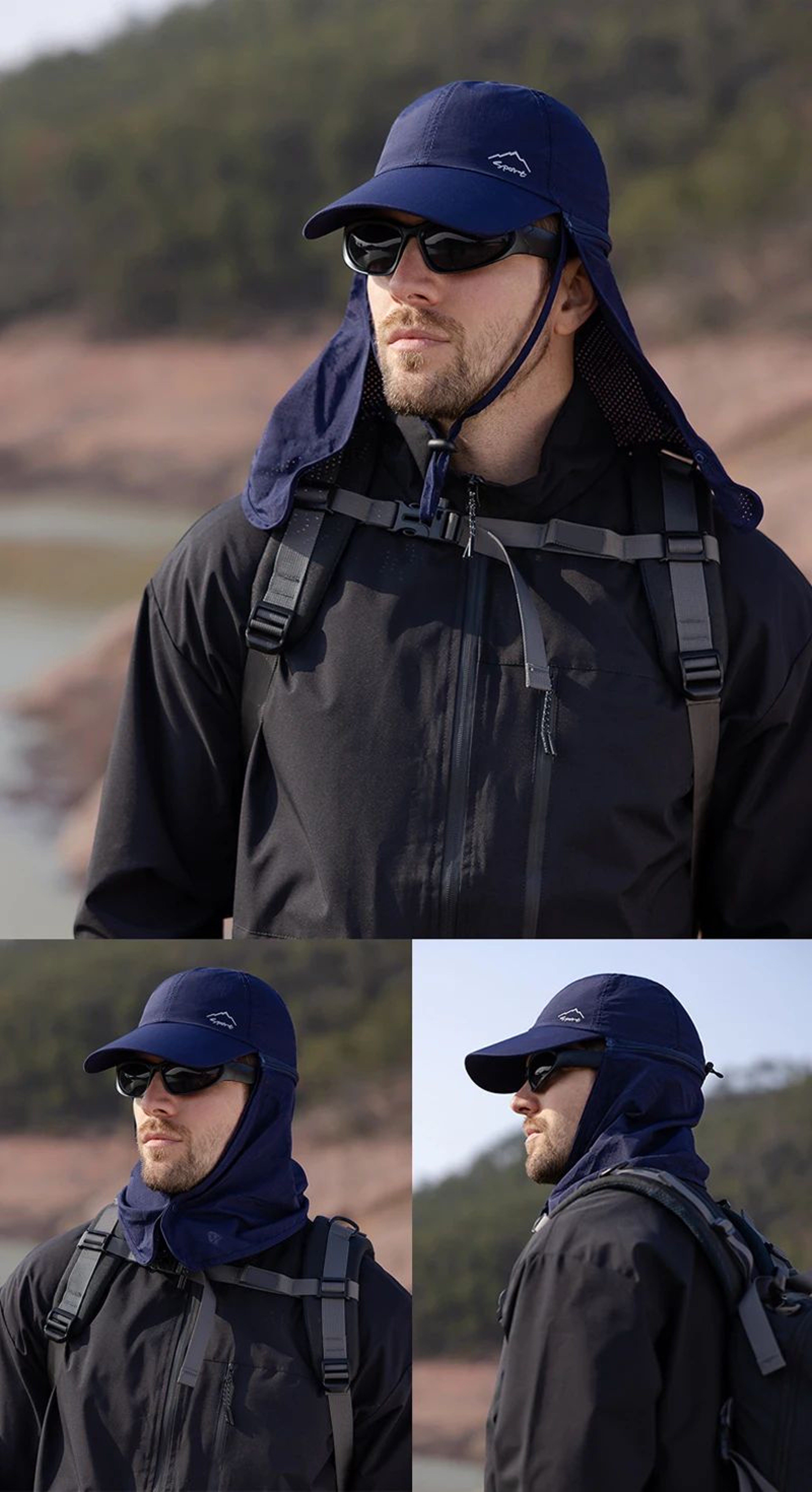 Quick Dry Sun Hat With Neck Flap Baseball Cap 12