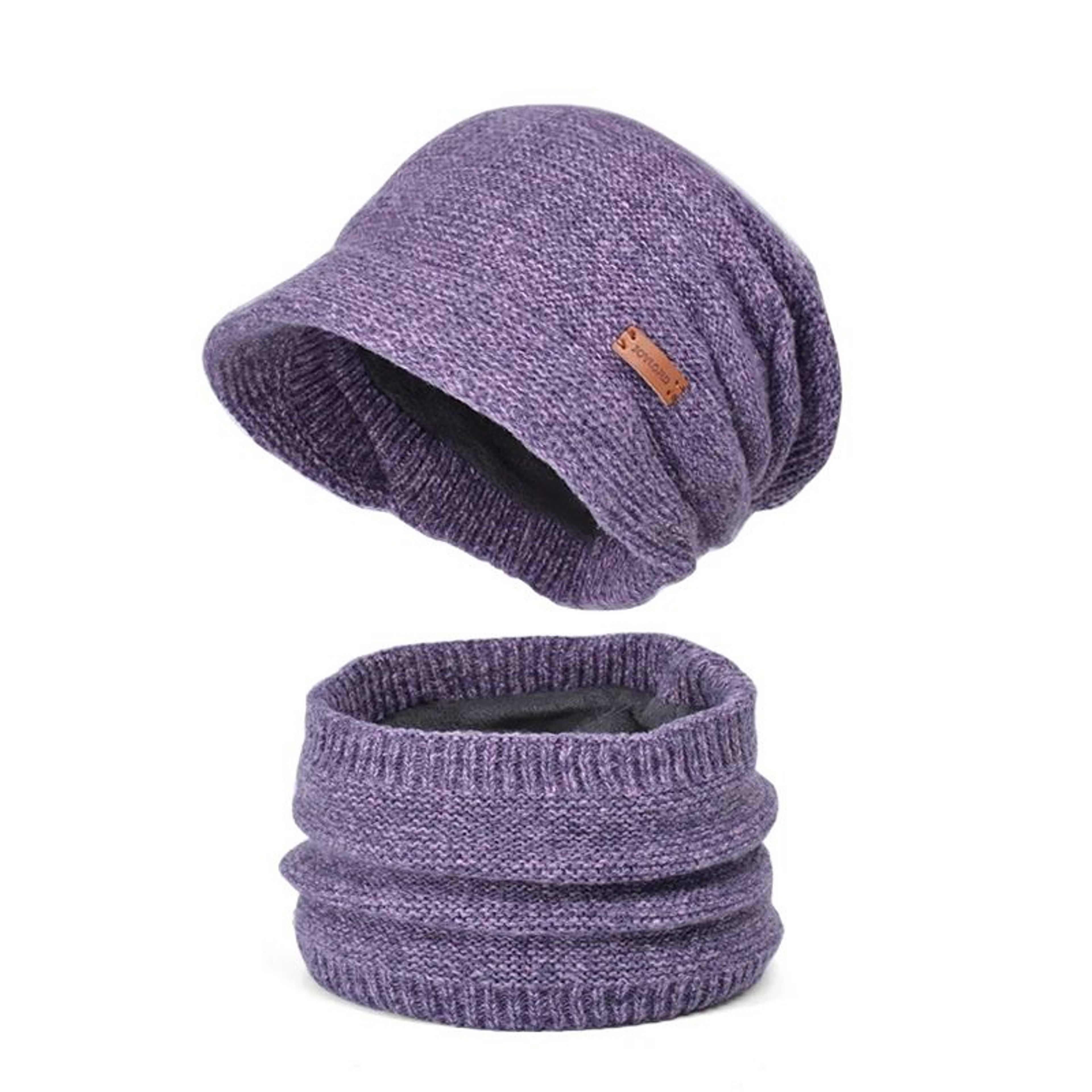 Womens Winter Fleece Lined Knit Hat Set 2