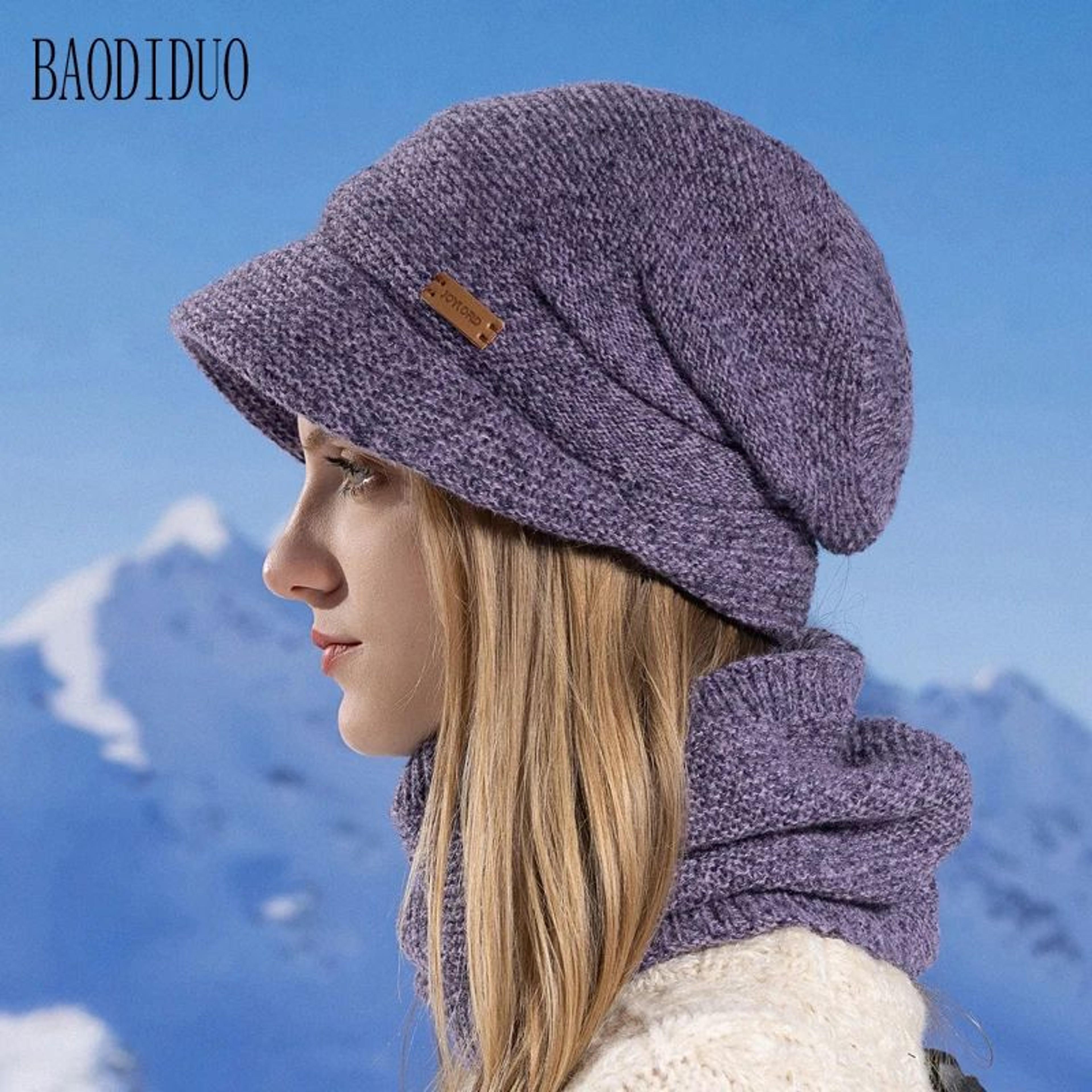 Womens Winter Fleece Lined Knit Hat Set 3