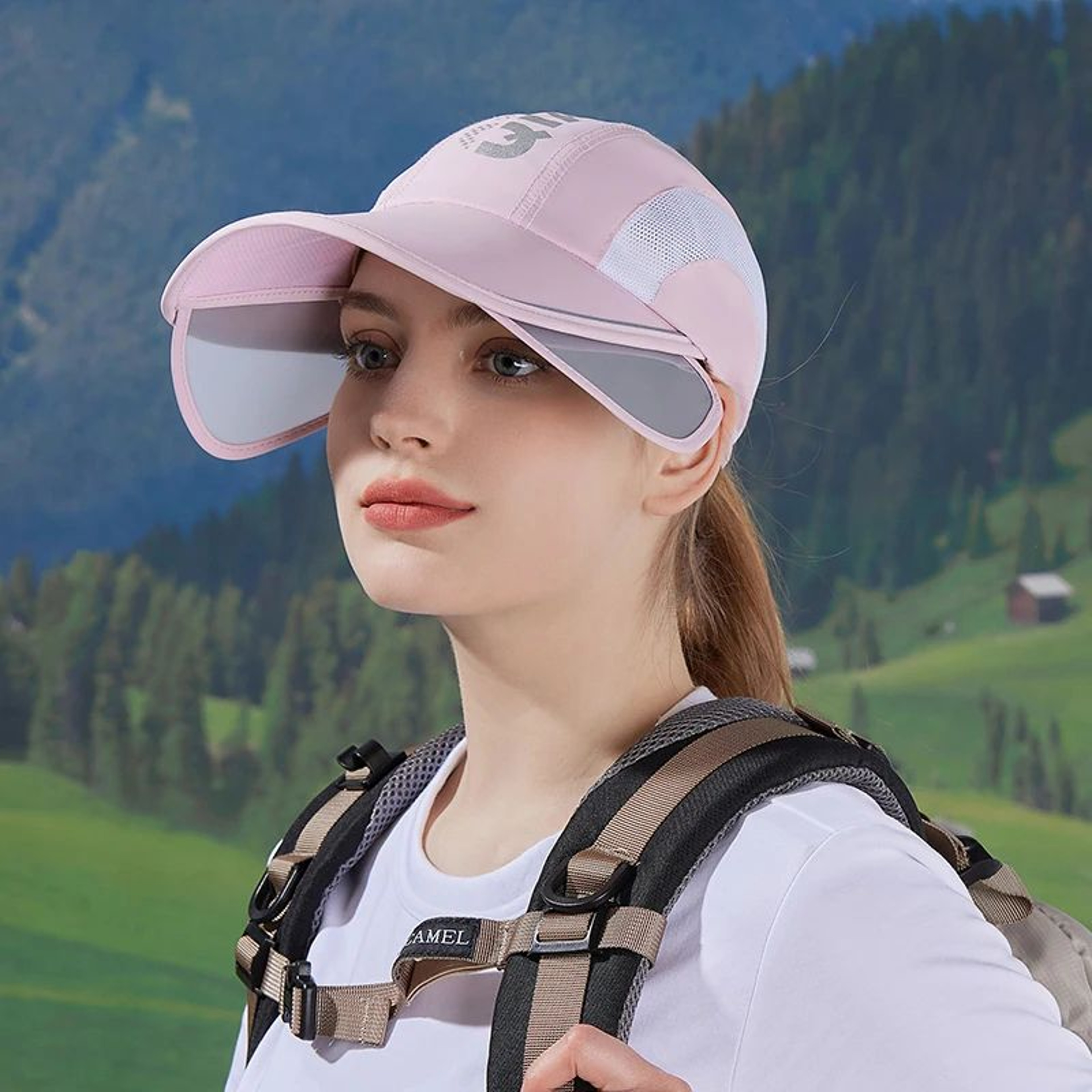 Womens Retractable Wide Brim Quick Dry Sun Visor Hat 1
