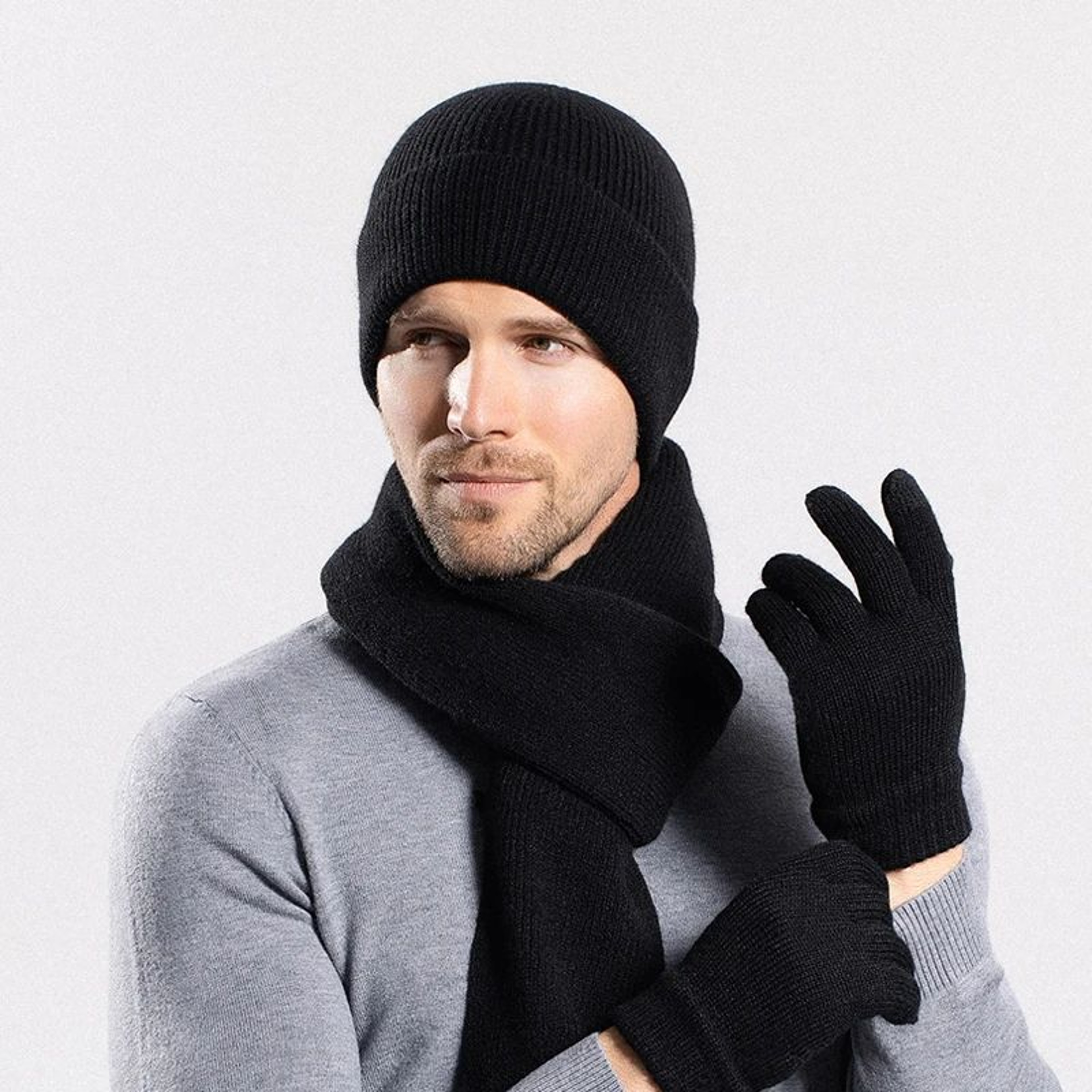 Winter Knit Hat Gloves And Scarf Set With Ear Protection 11