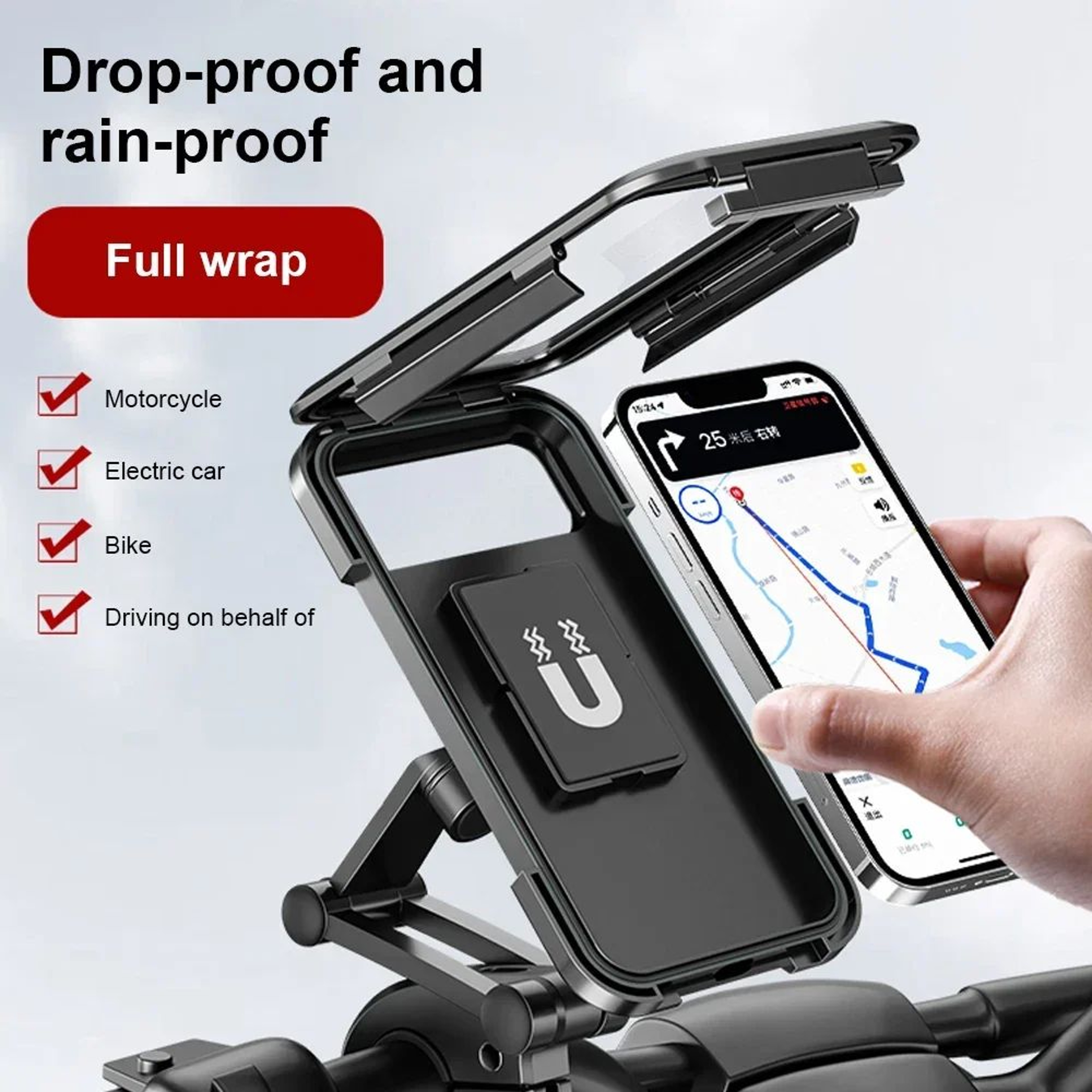 Universal Waterproof Motorcycle Phone Holder With 360 Rotation 3