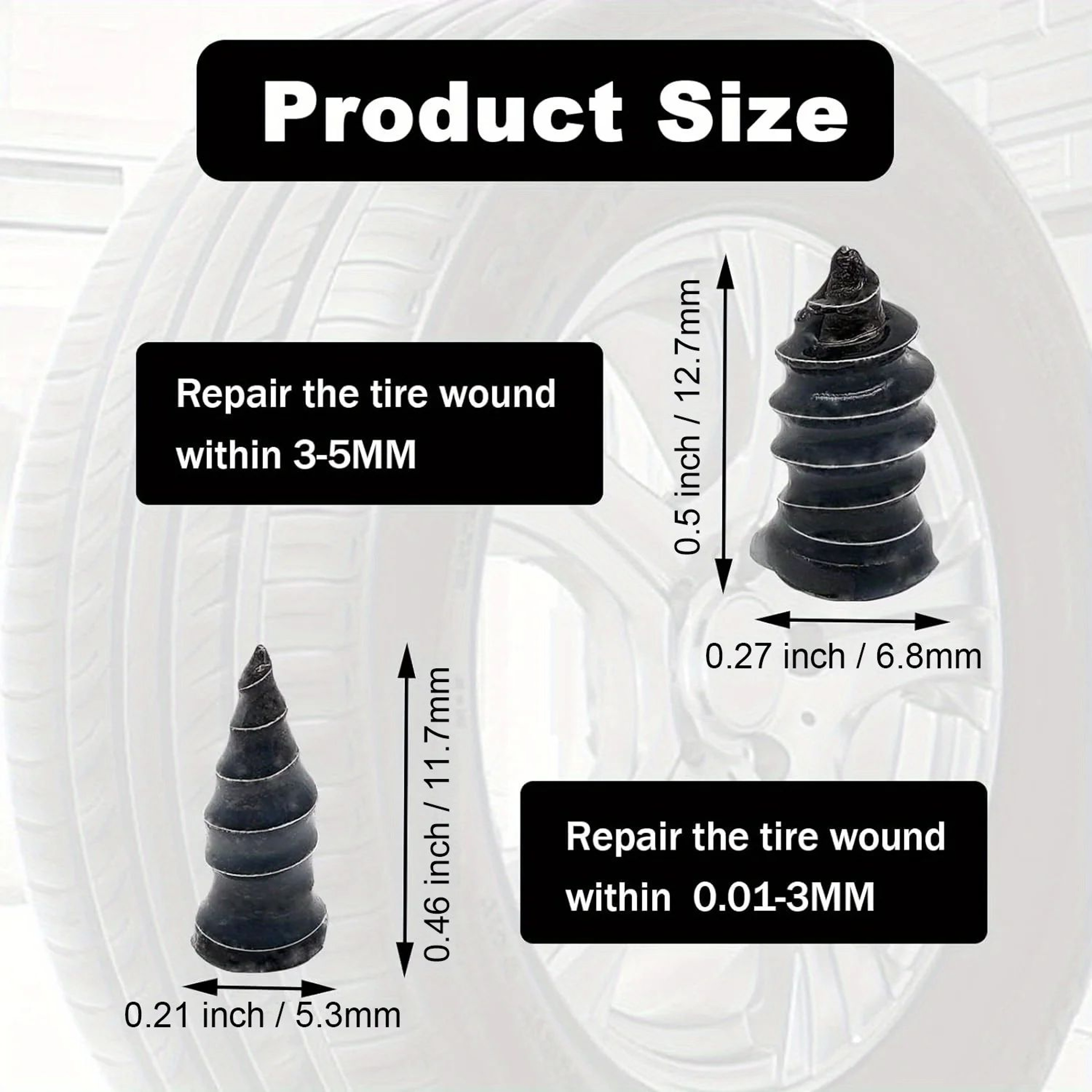 60 Piece QuickFix Tire Repair Rubber Screw Plug Kit 1