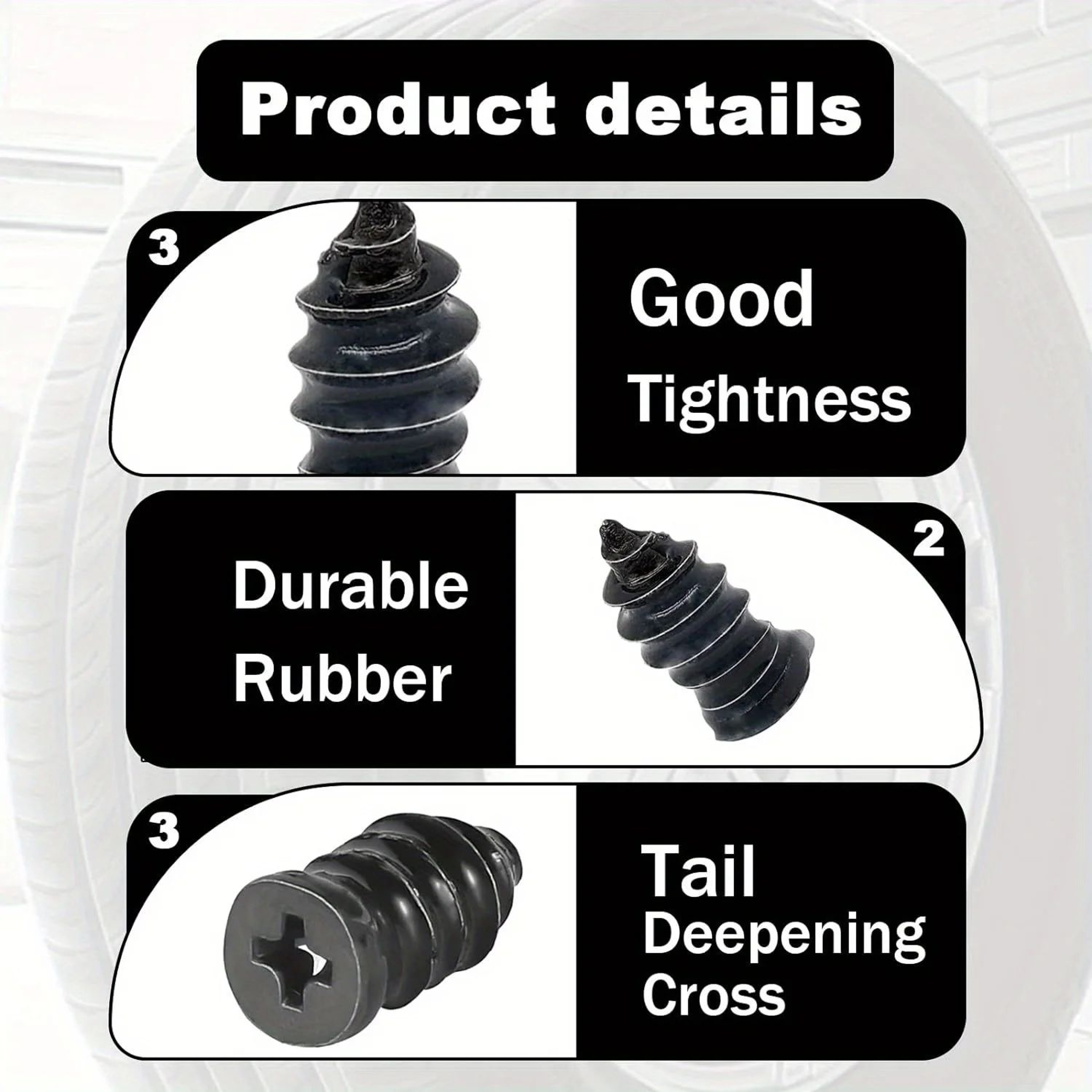 60 Piece QuickFix Tire Repair Rubber Screw Plug Kit 2