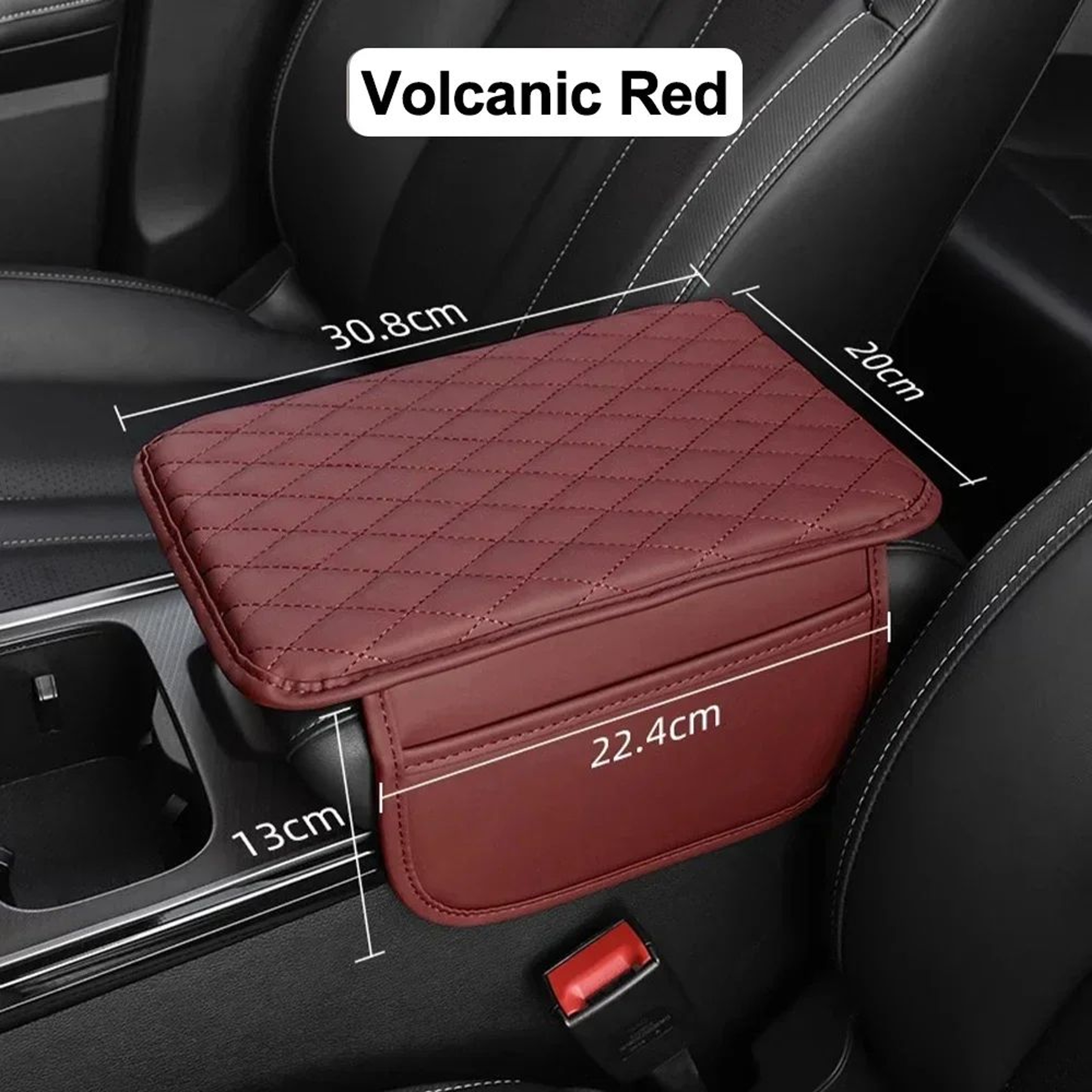 Universal Quilted Leather Car Armrest Cushion With Storage 9