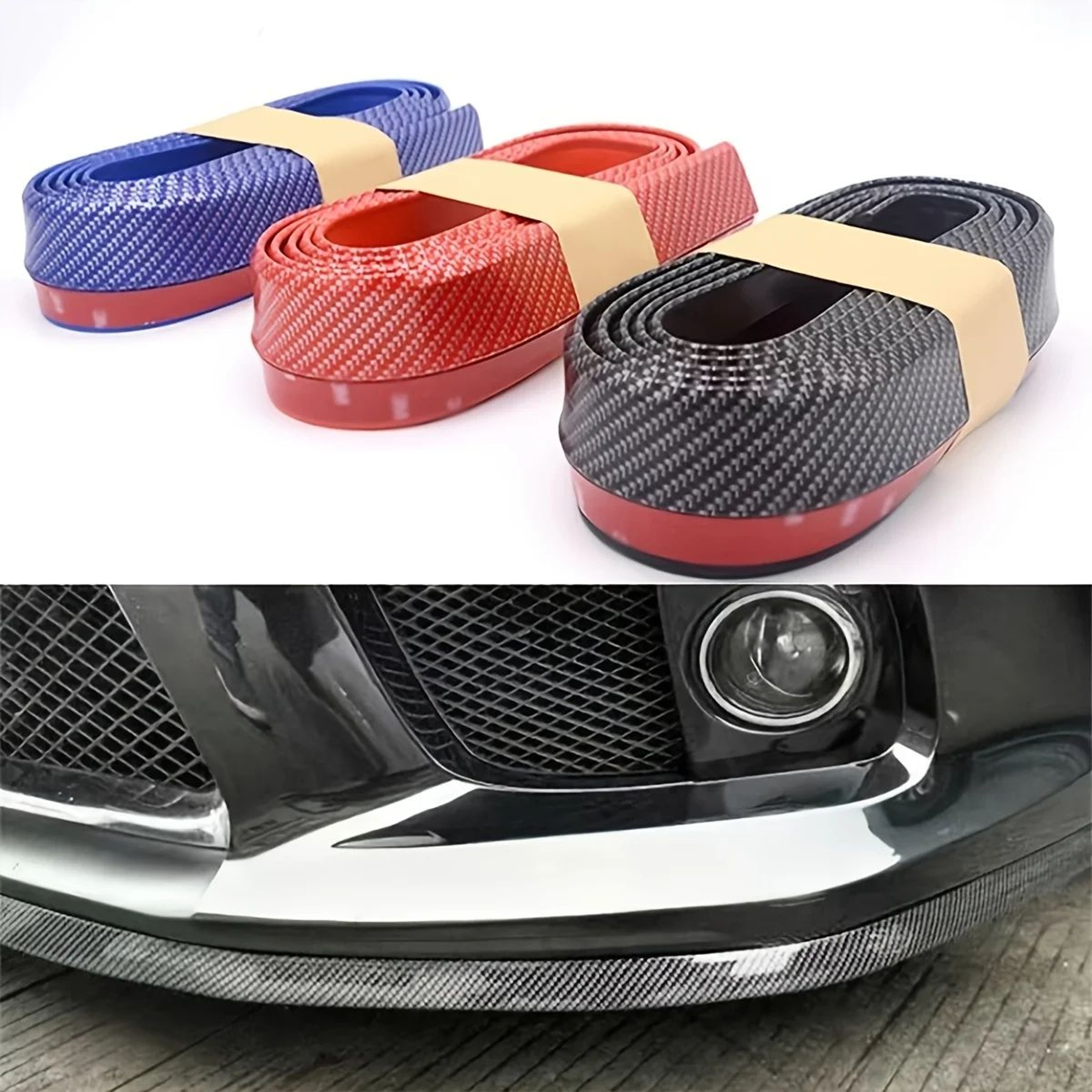 Universal Carbon Fiber Front Lip Bumper Protector Strip 0