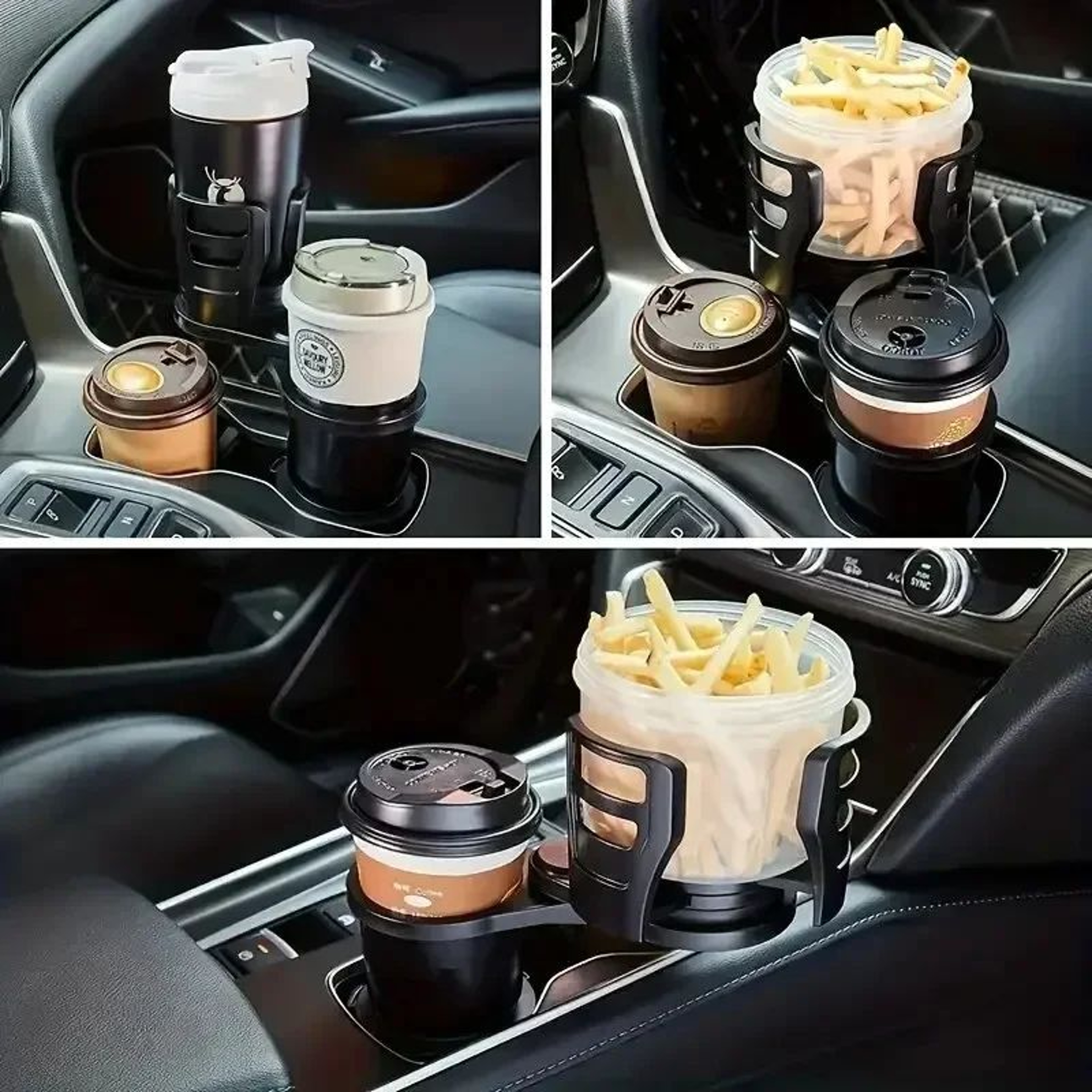 360 Degree Rotating Dual Car Cup Holder Expander Organizer 5