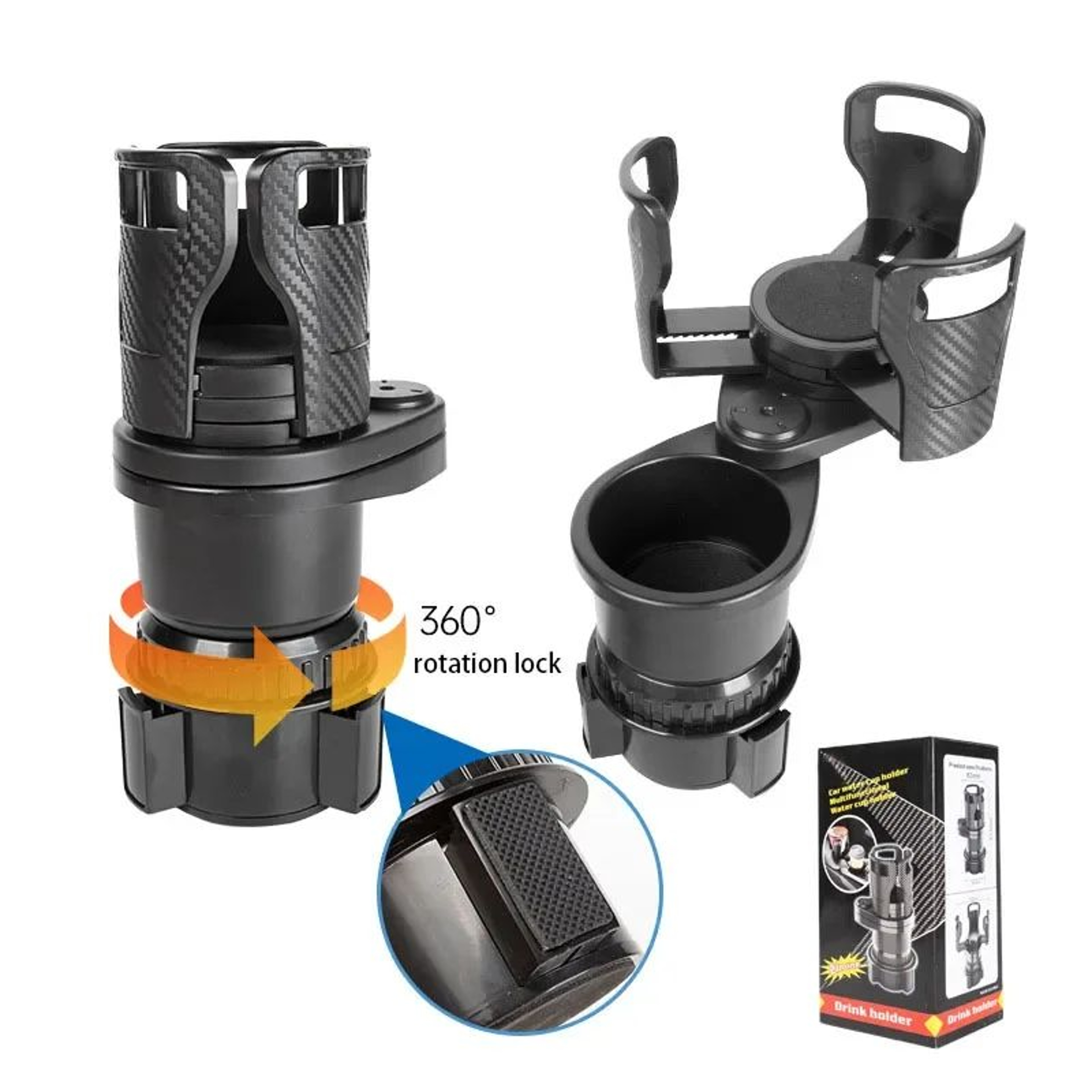 360 Degree Rotating Dual Car Cup Holder Expander Organizer 6