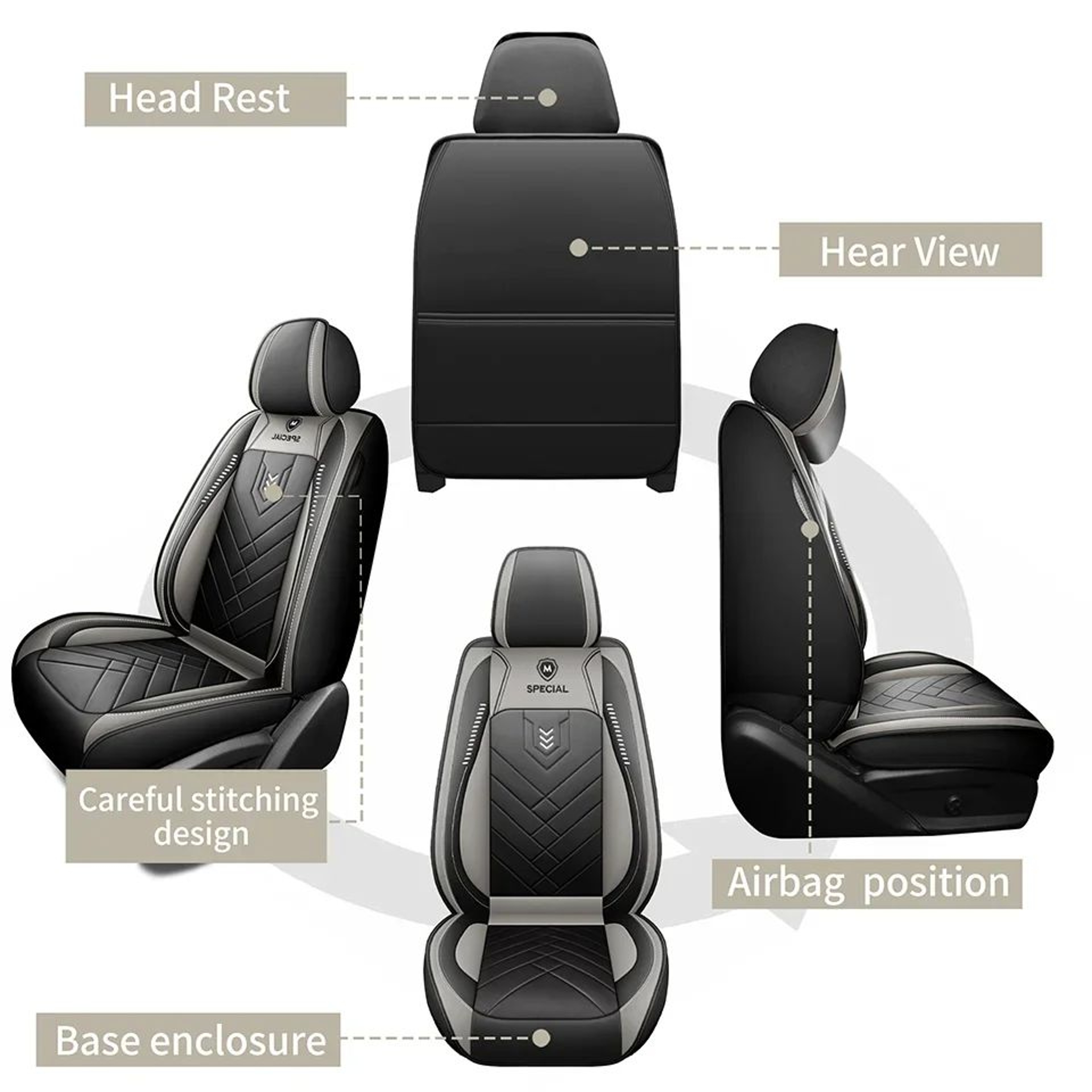 Universal Full Coverage Leather Car Seat Cover 8