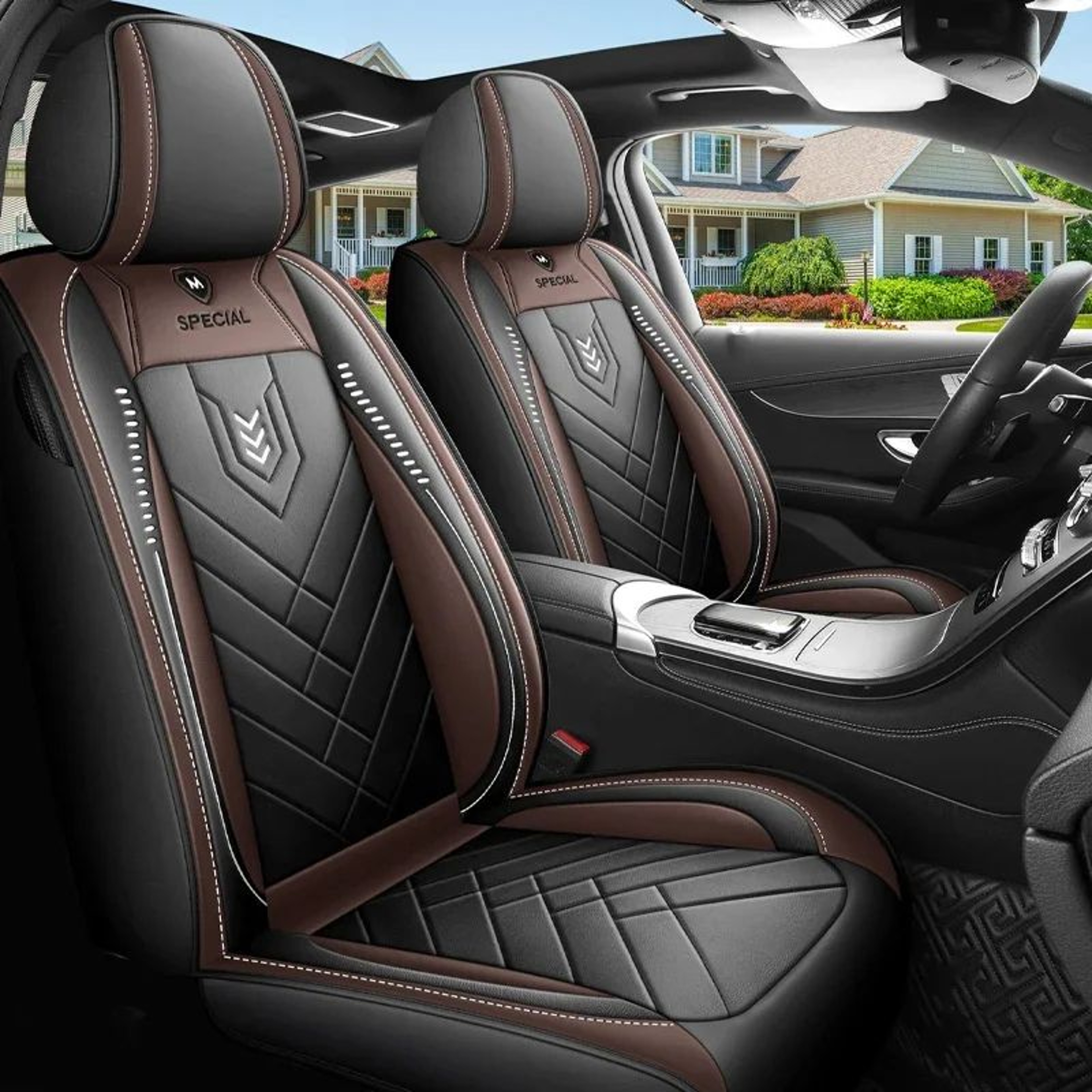 Universal Full Coverage Leather Car Seat Cover 15