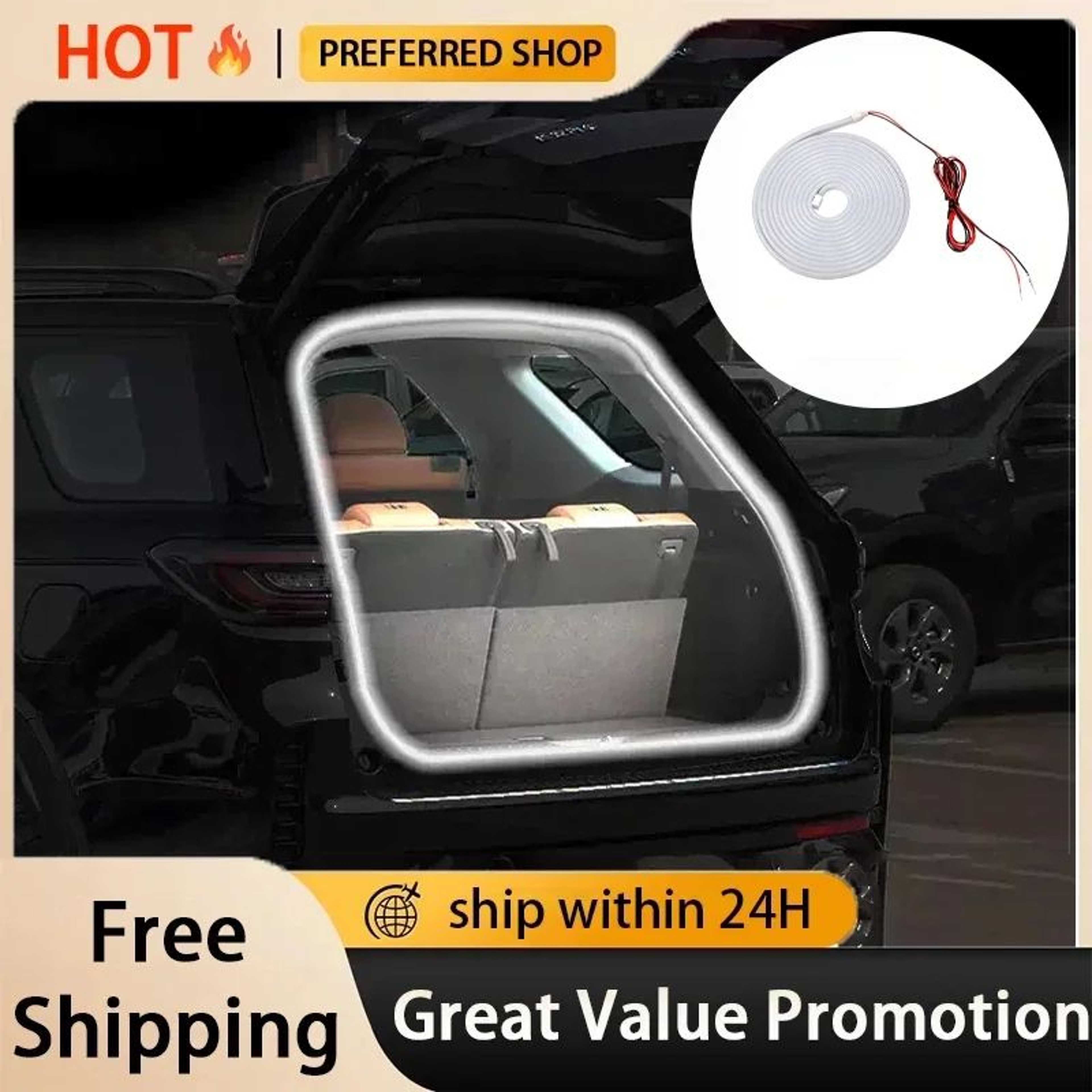 Universal LED Car Trunk Ambient Light Strip With Auto Sensor 1
