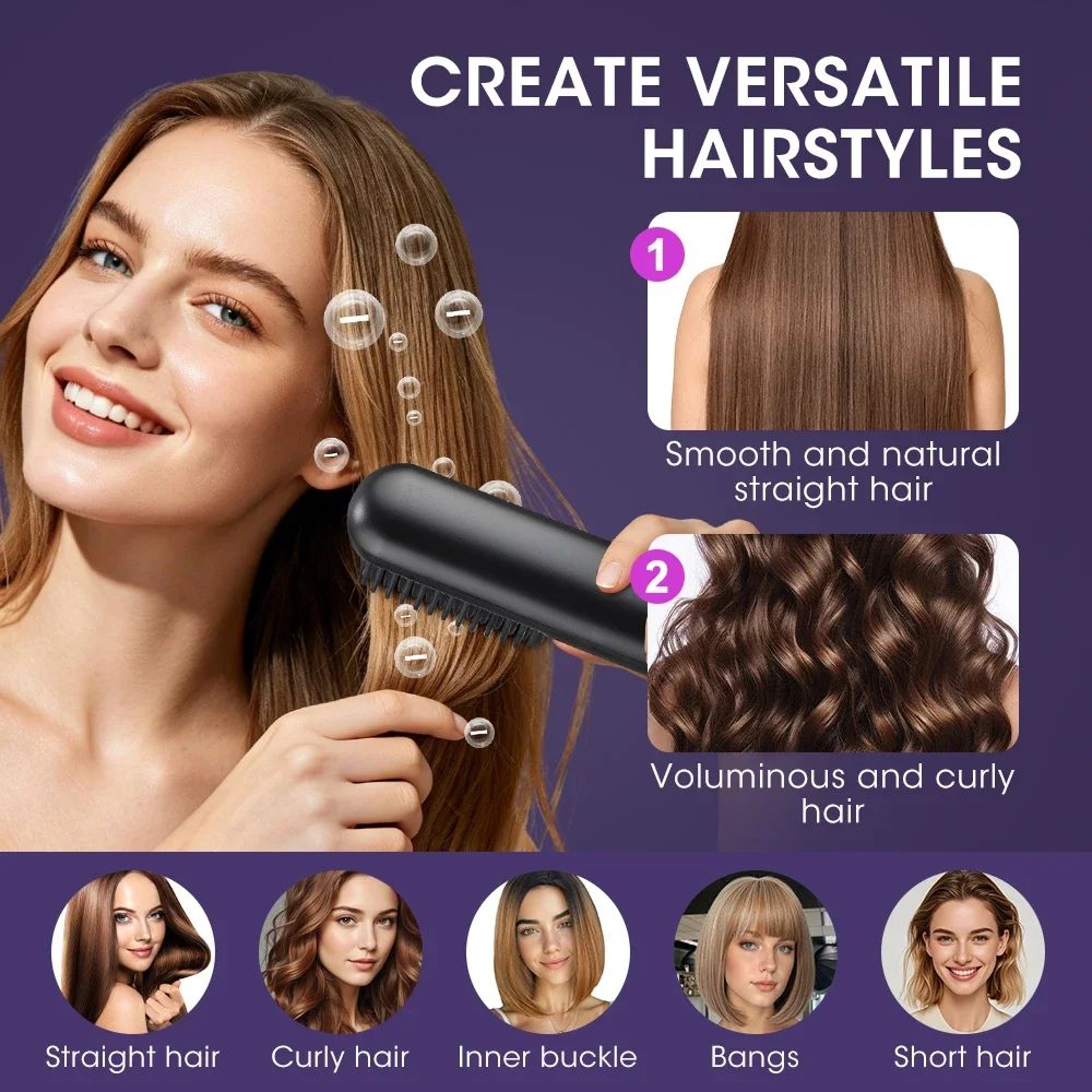 Portable Cordless Ionic Hair Straightener Brush 2