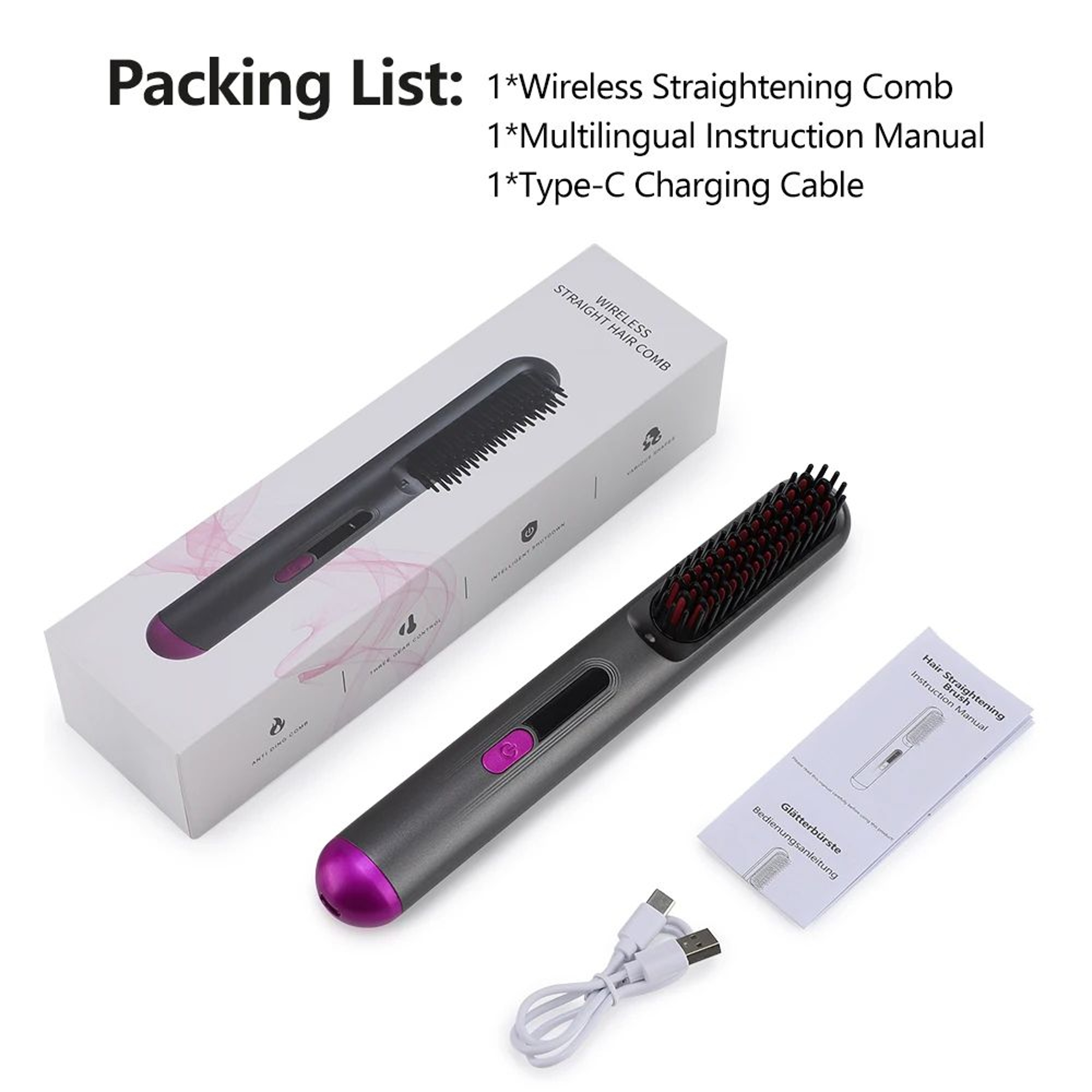 Portable Cordless Ionic Hair Straightener Brush 6