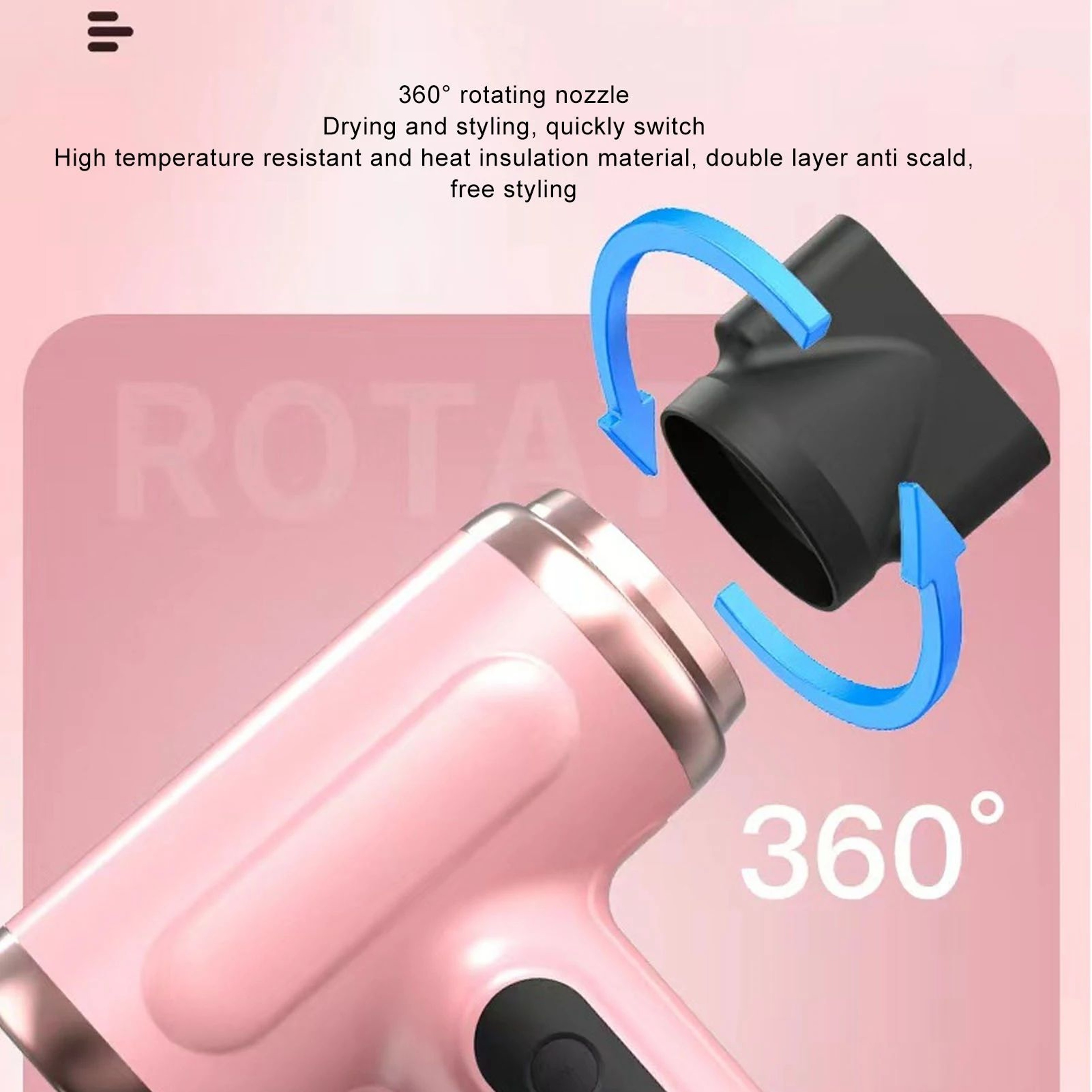 Portable 200W USB Rechargeable Hair Dryer With Hot And Cold Air 2