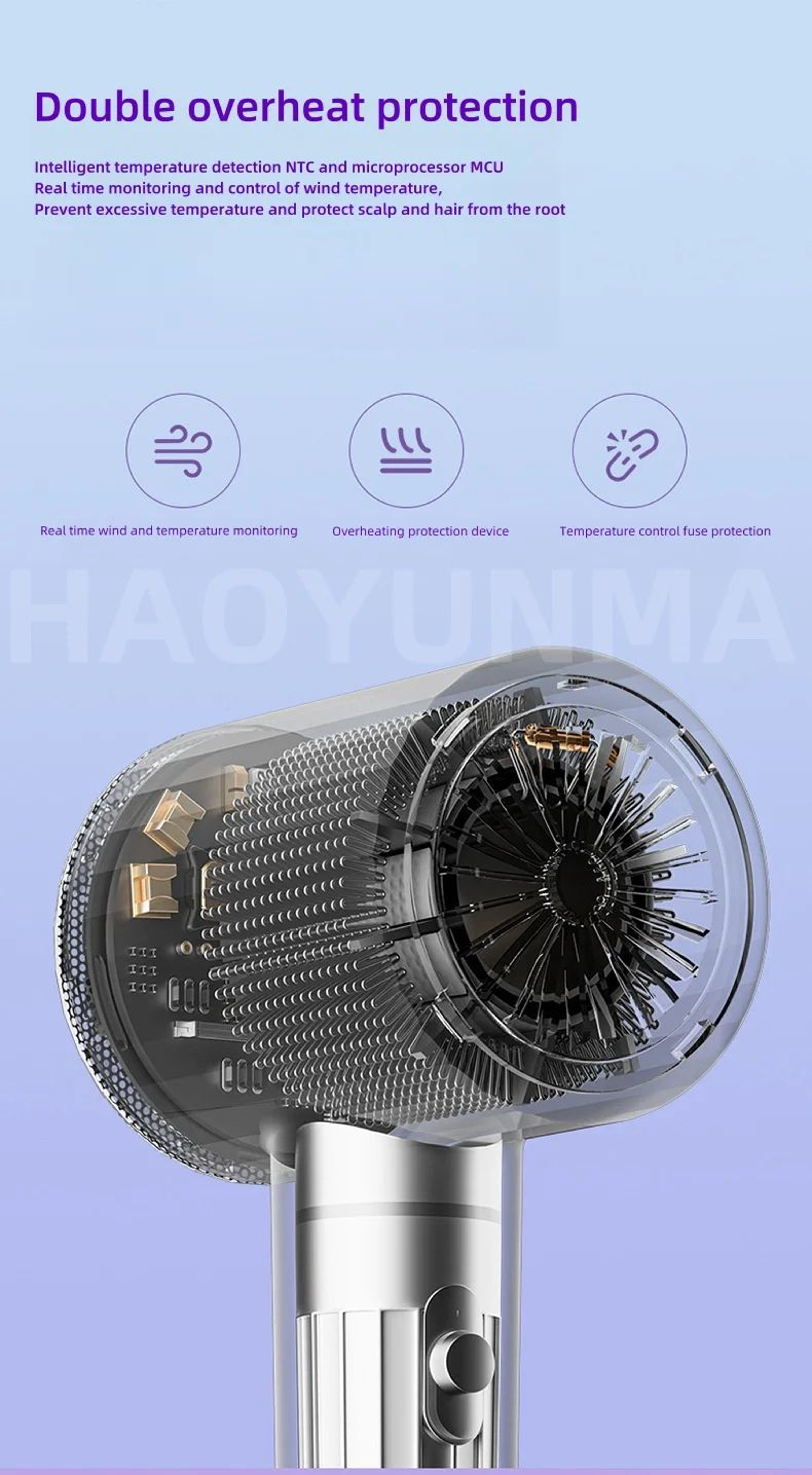 High Speed Turbine Ionic Hair Dryer With Low Noise Operation 8
