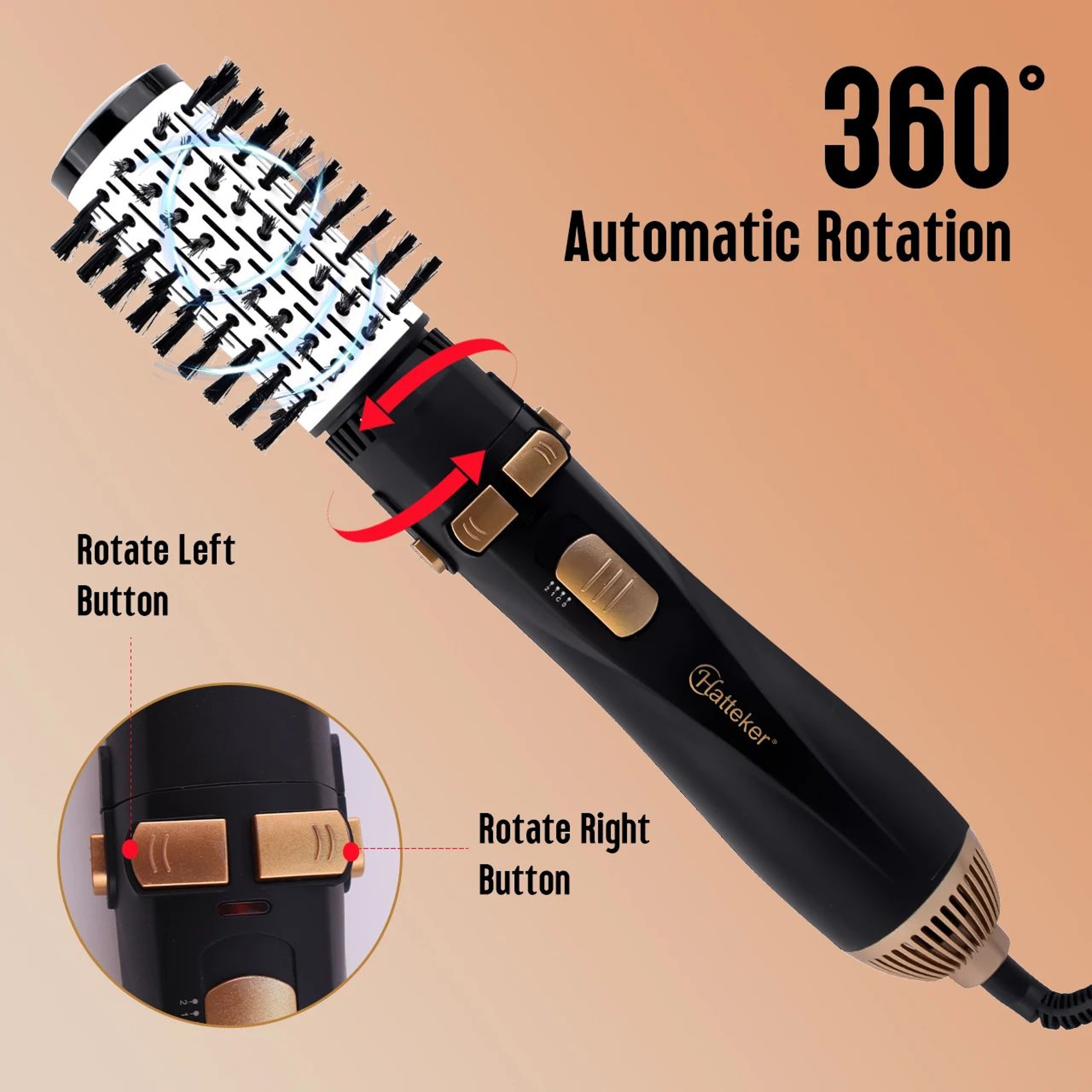 Hatteker 4 In 1 Hot Air Brush Hair Dryer And Styling Tool 2