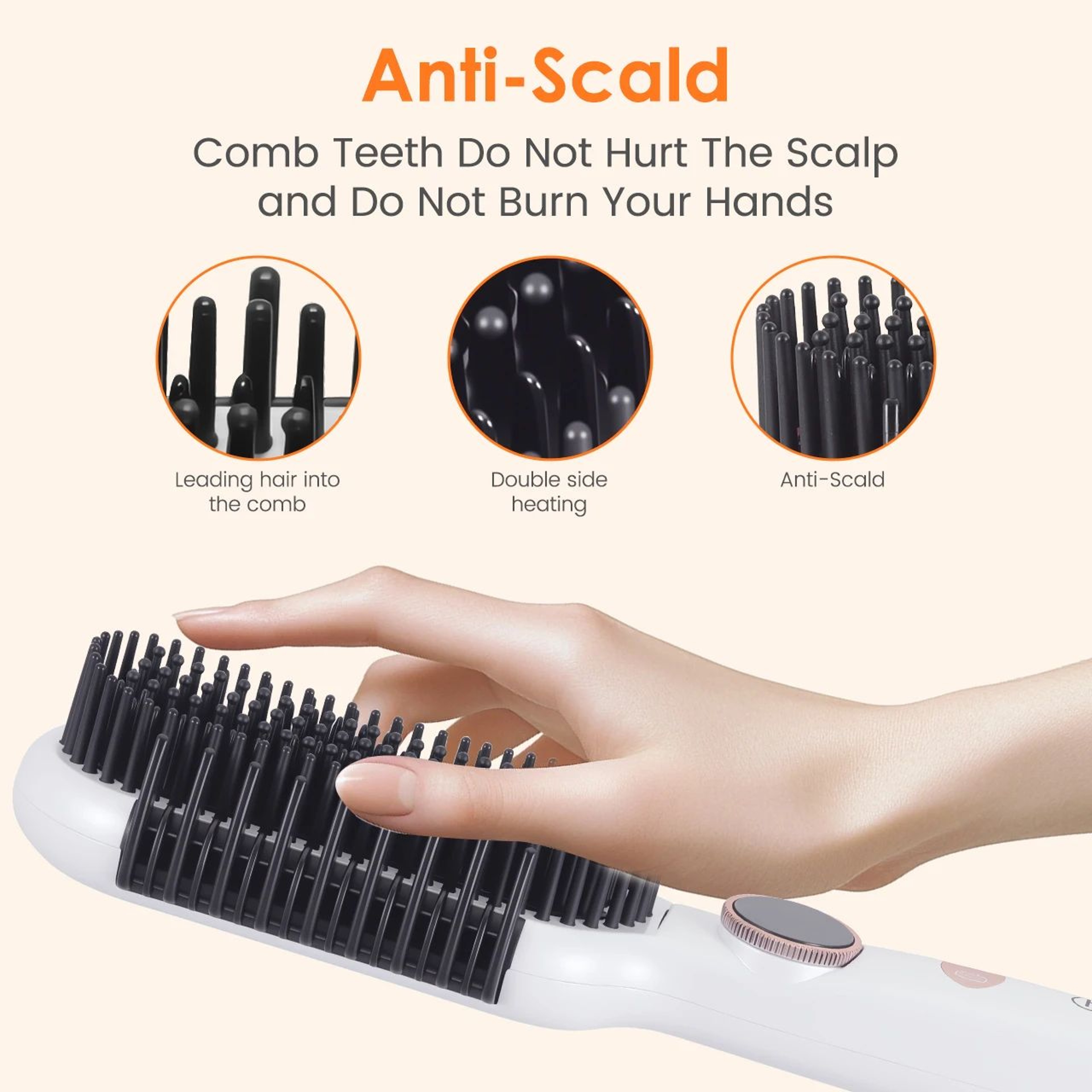 Hatteker Adjustable Temperature Hair Styling Comb Straightener Curler 7