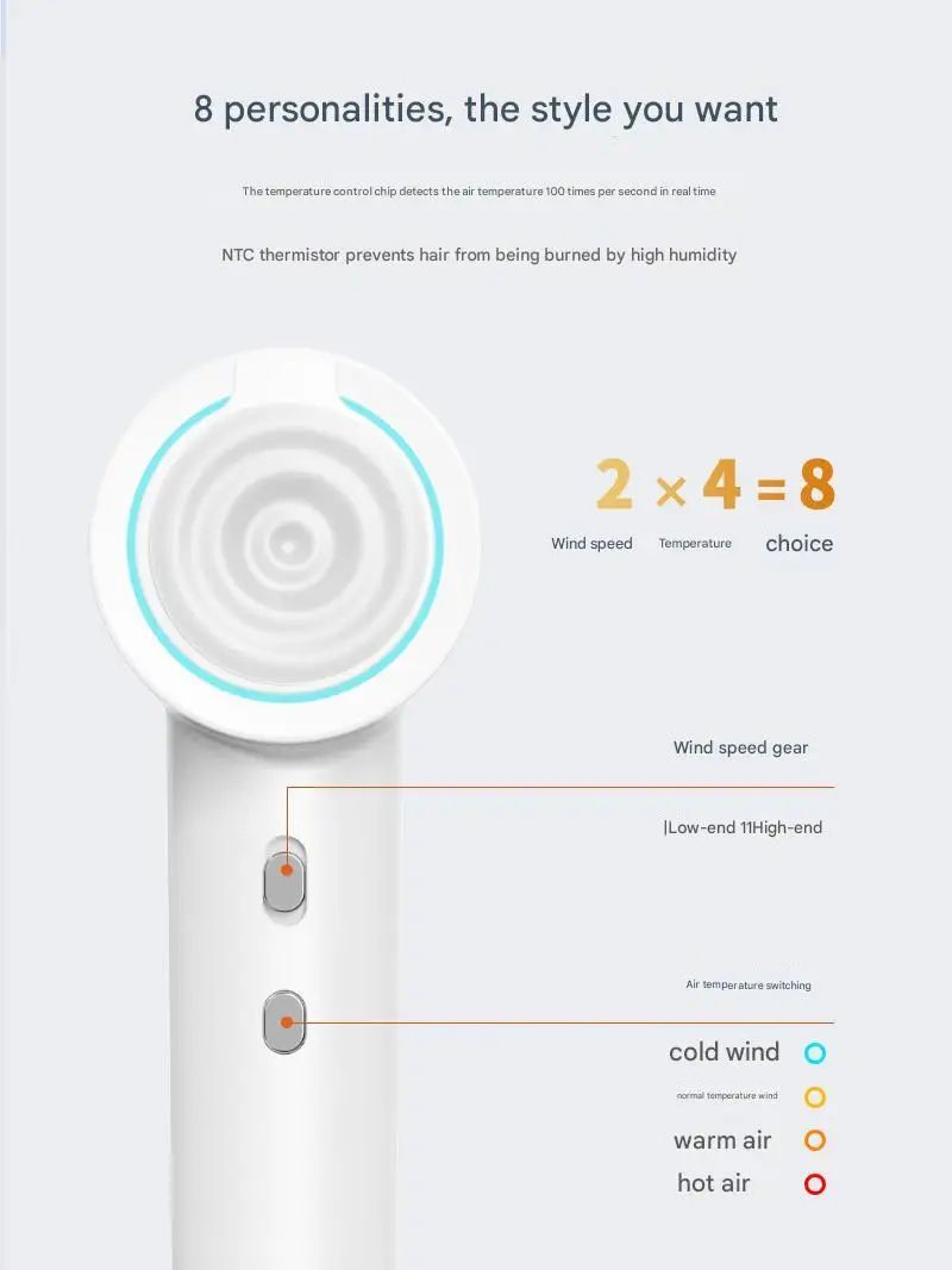 Professional Negative Ion Hair Dryer With Temperature Control 5