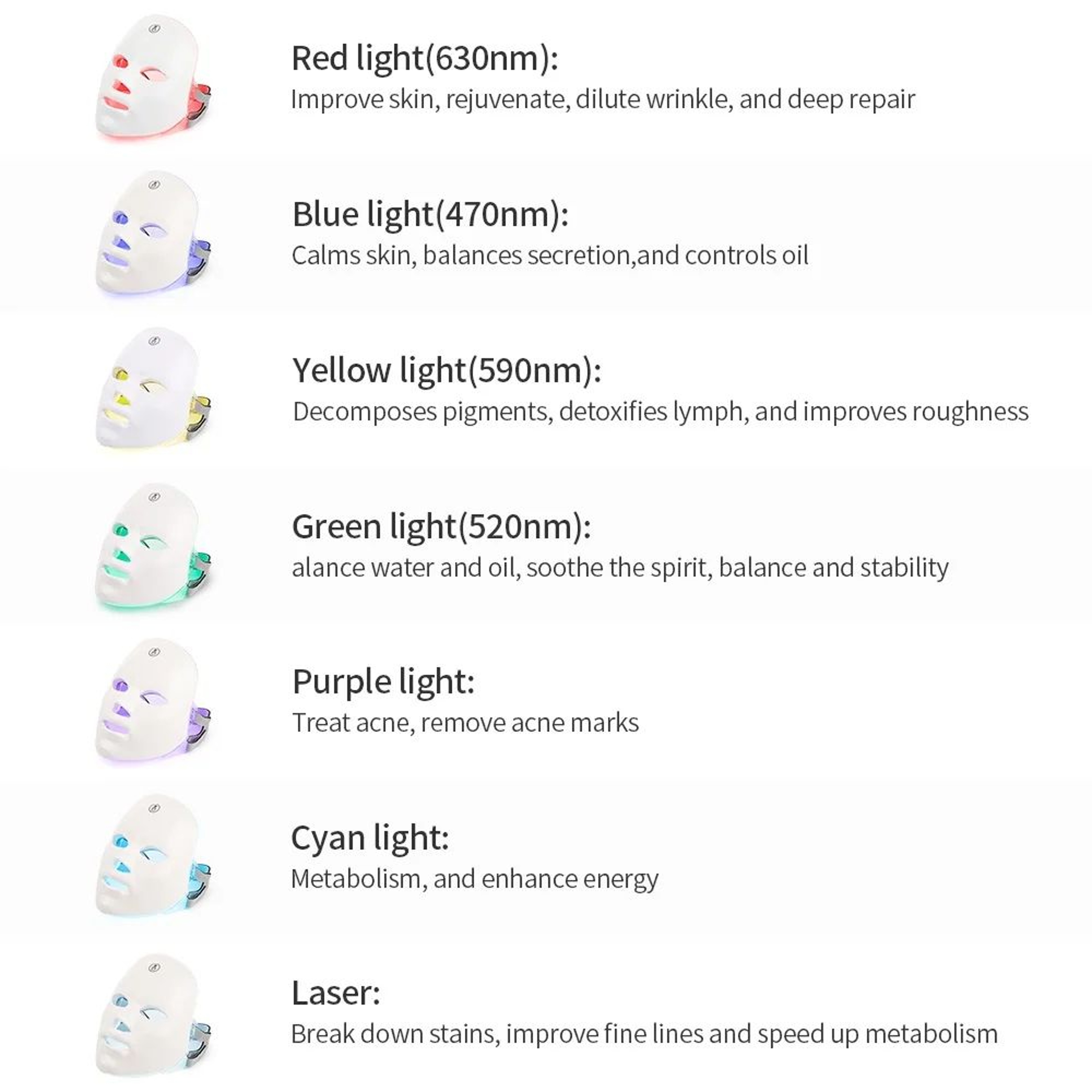 7 Color LED Photon Facial Mask Wireless Light Therapy Device 1