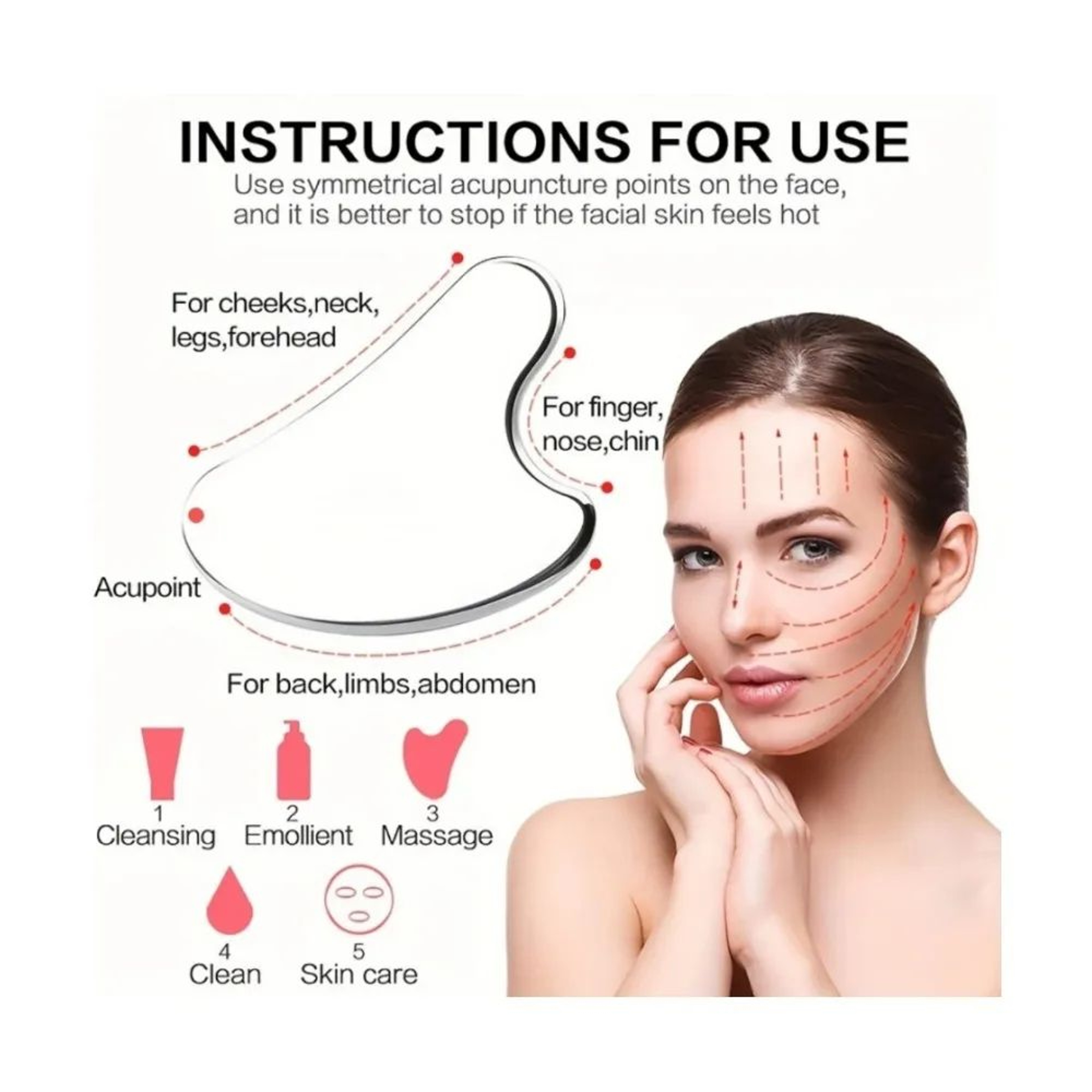 Ice Face Roller And Stainless Steel Gua Sha Massage Set 3