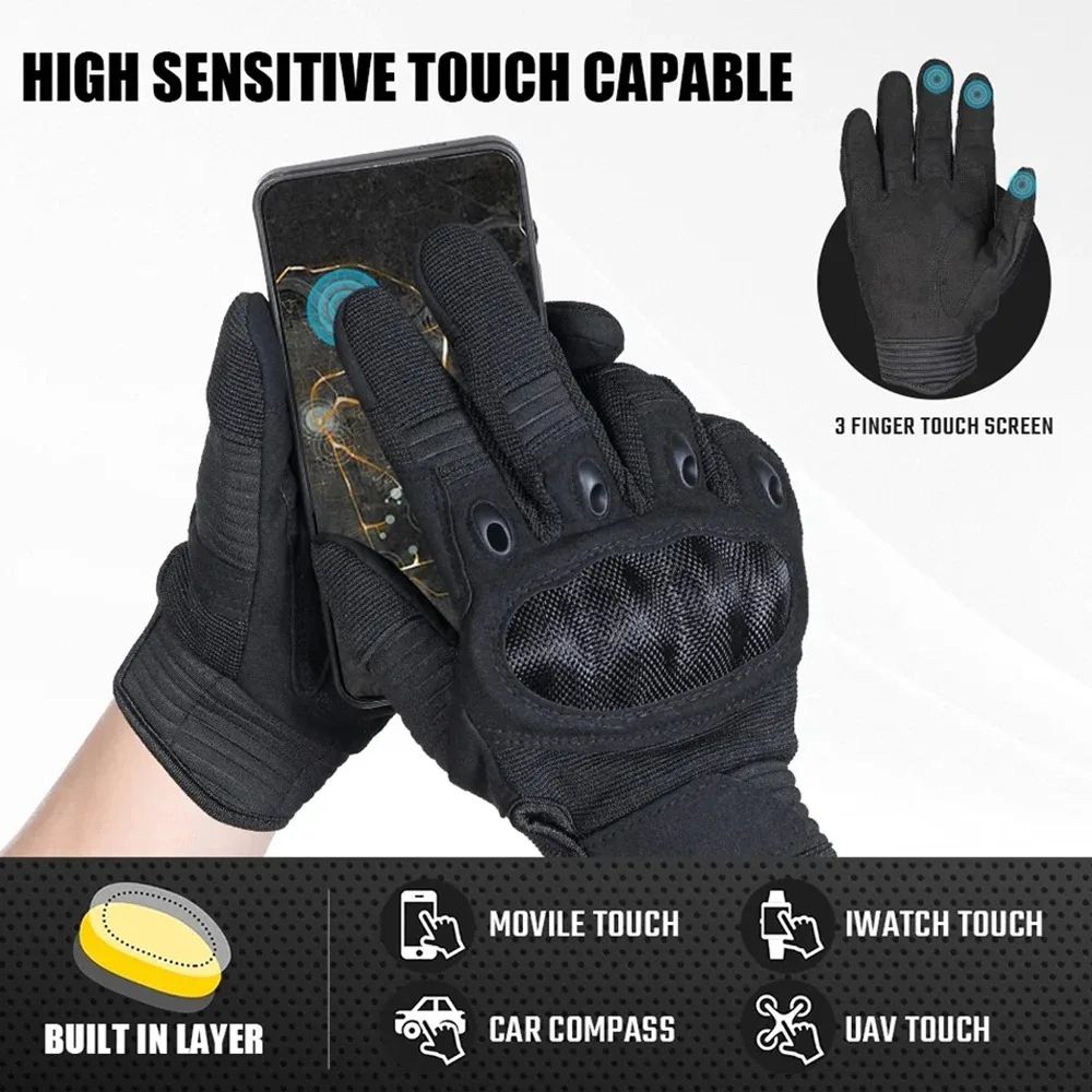 Mens Tactical Full Finger Touchscreen Outdoor Gloves 4