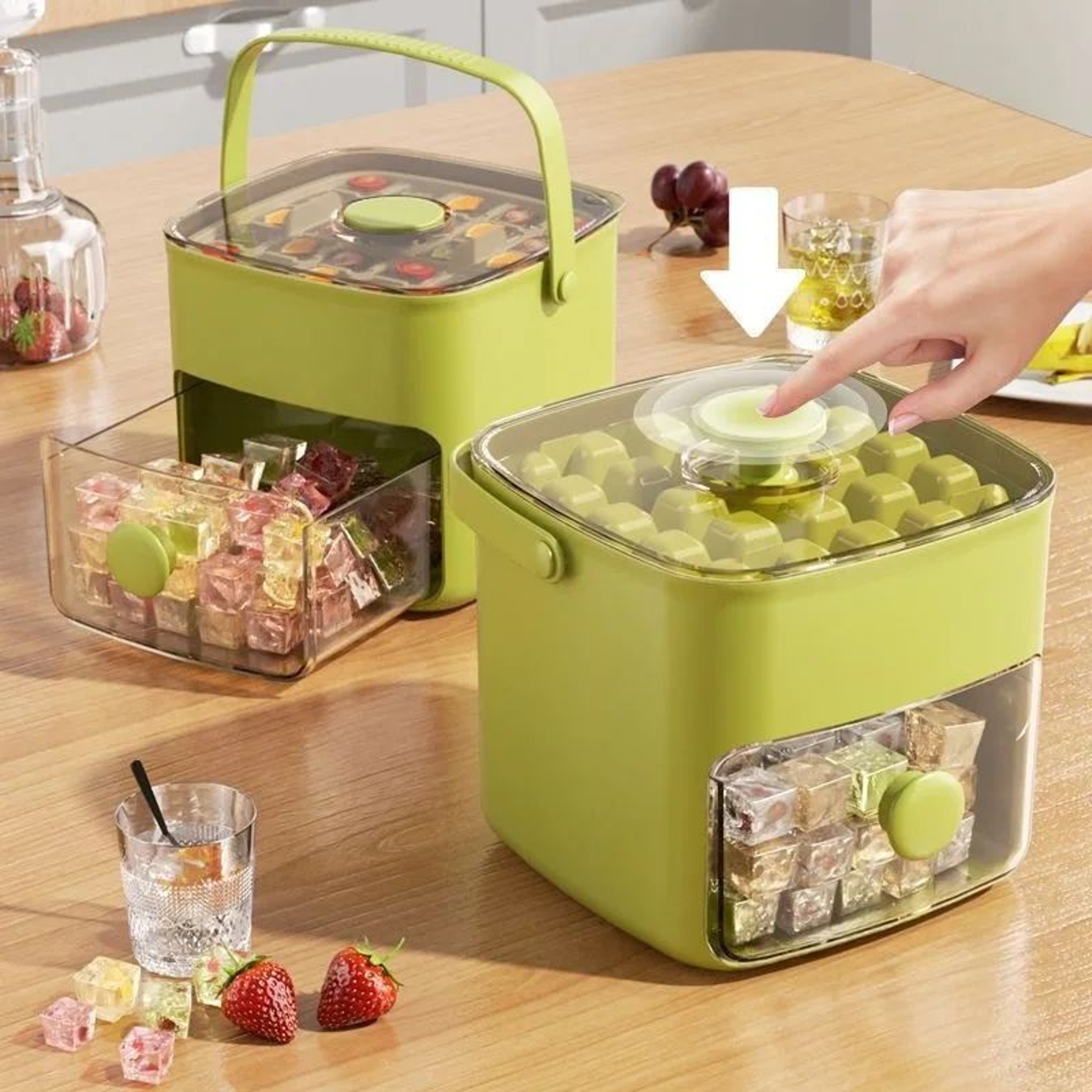 48 Grid Double Layer Ice Cube Tray With Storage Bin 3